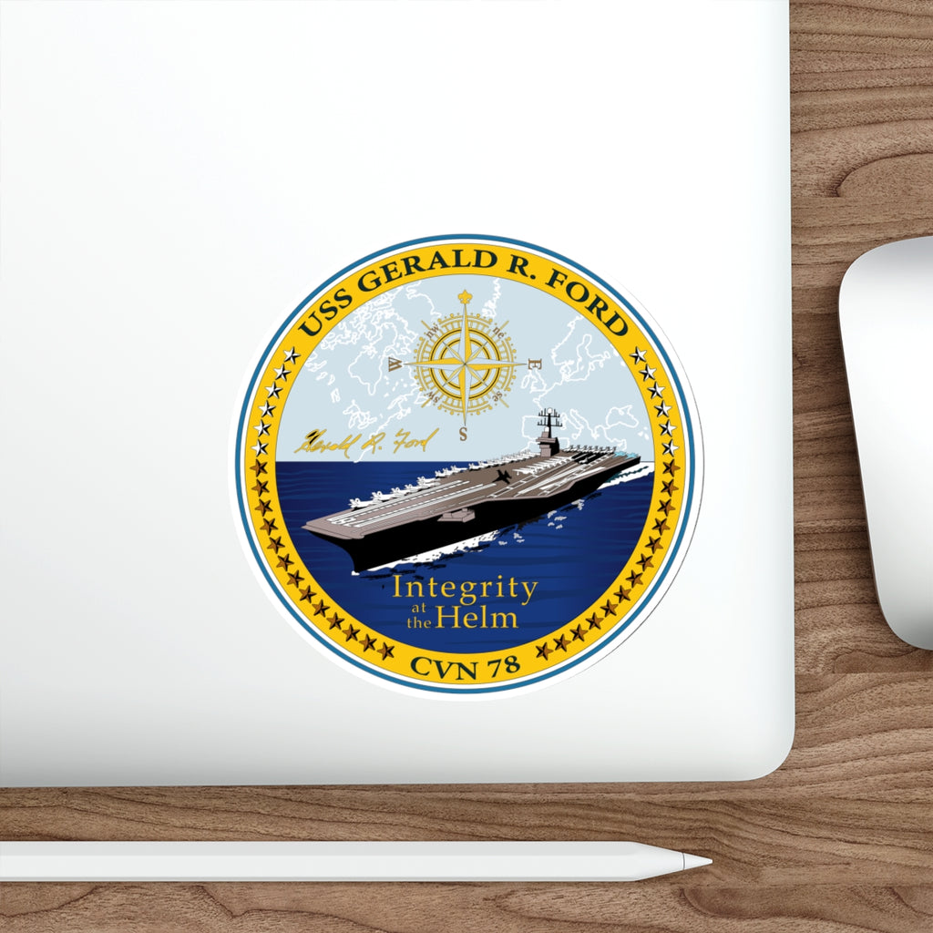 Die-Cut Vinyl Sticker - Navy - USS Gerald R. Ford (CVN-78) wo txt