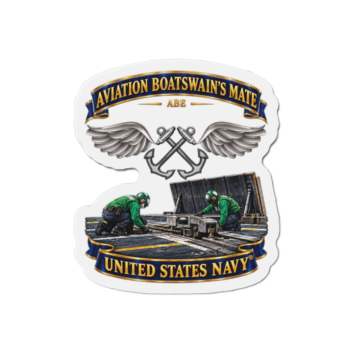 Die-Cut Magnet - Navy - Rate - Aviation Boatswain's Mate (ABE) - with Scene - 3D - Enhanced