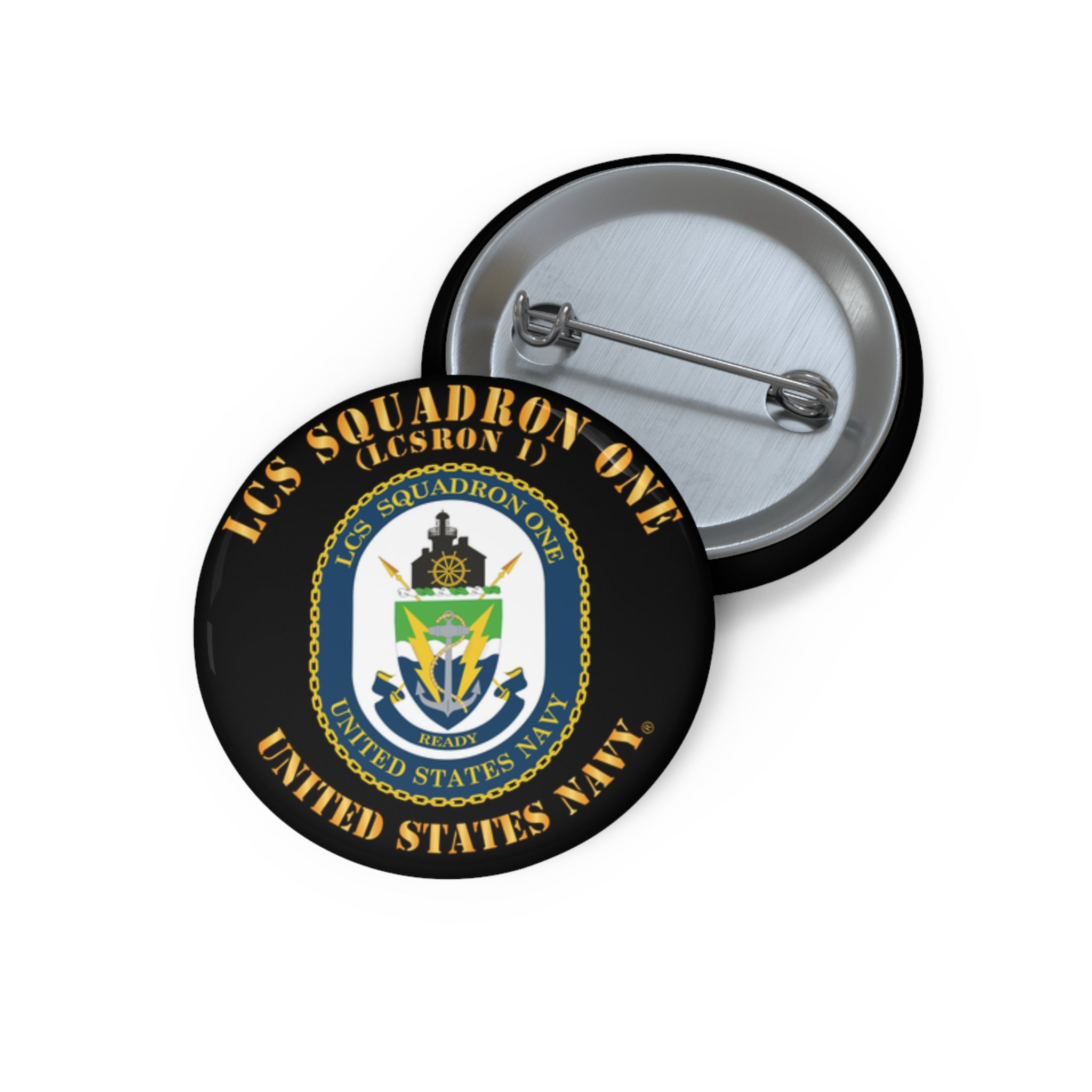 Custom Pin Button - Navy - LCS Squadron One (LCSRON 1)
