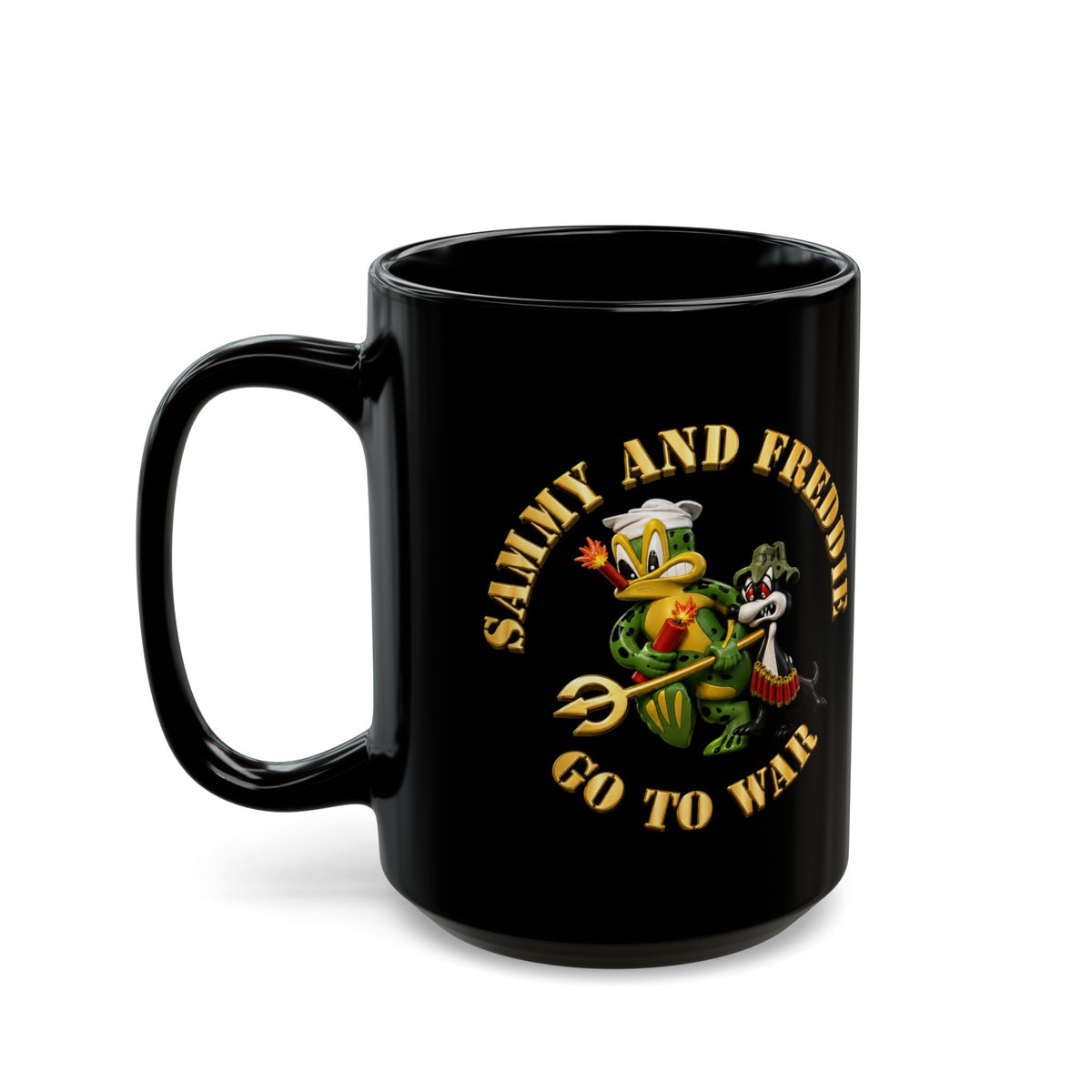 Black Mug (11oz, 15oz) - Navy - SOF - Sammy - Freddie - Go to War - 3D - Enhanced