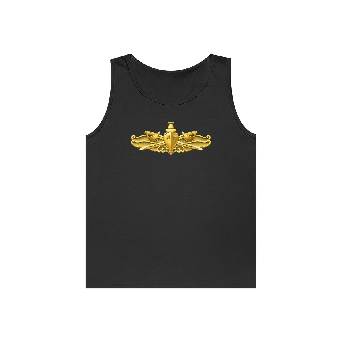 Unisex Heavy Cotton Tank Top - Navy - Badge - Surface Warfare Officer (SWO) wo txt - 3D - Enhanced