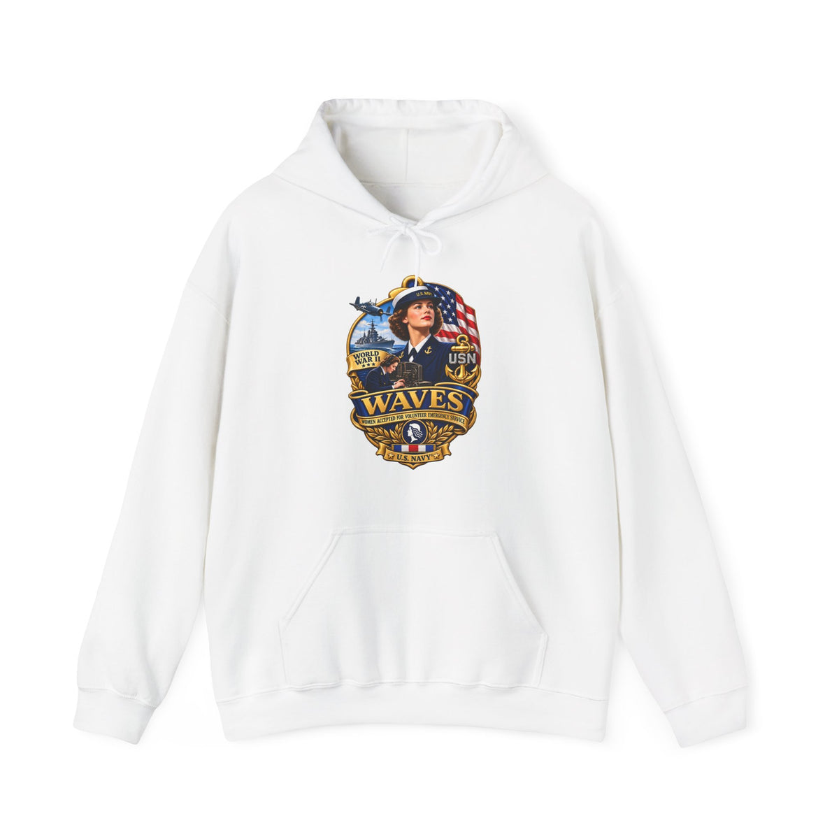 Unisex Heavy Blend™ Hoodies - WAVES - Women Accepted for Volunteer Emergency Service WWII - 3D - Enhanced