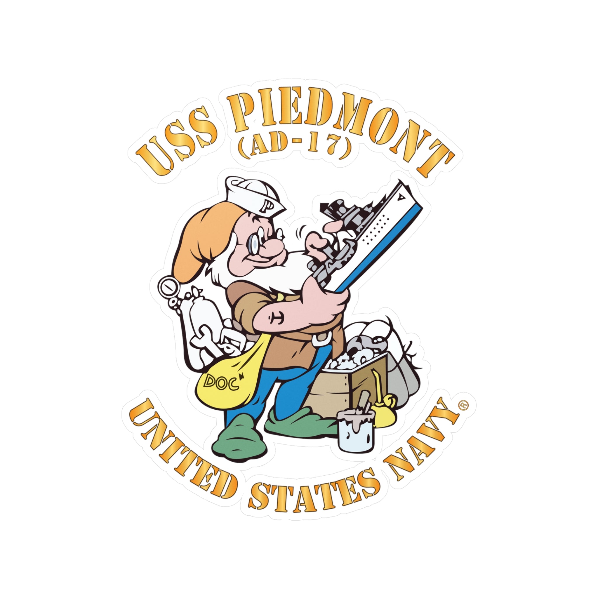 Kiss-Cut Vinyl Decal - Navy - USS Piedmont (AD-17)