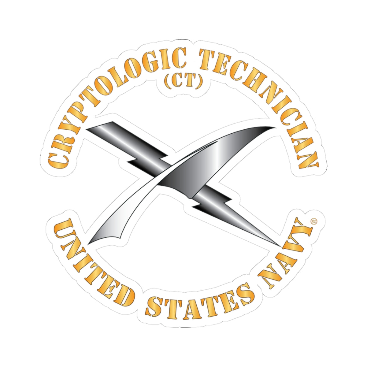Kiss-Cut Stickers - Navy - Rate - Cryptologic Technician (CT)