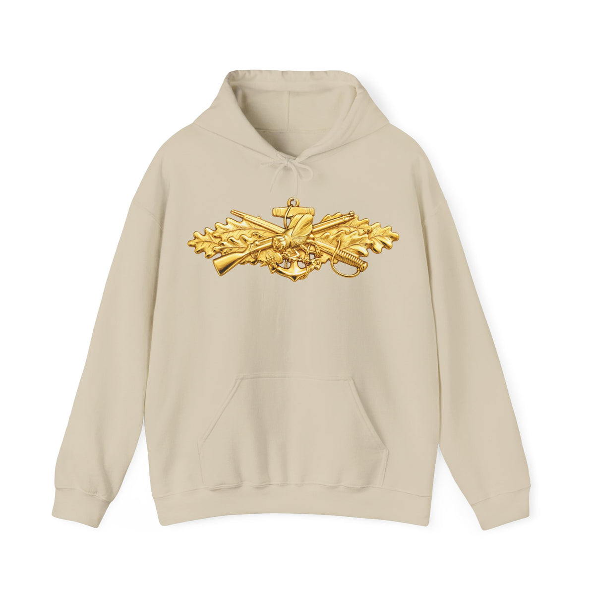 Unisex Heavy Blend™ Hoodies - Navy - Badge - Seabee combat warfare specialist wo txt - Officer - 3D - Enhanced
