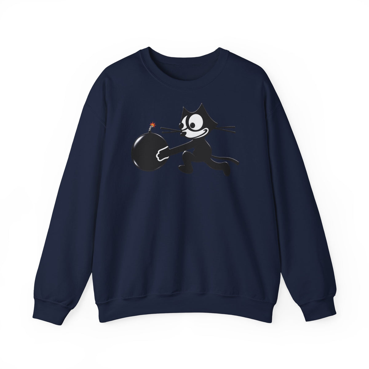 Unisex Heavy Blend™ Crewneck Sweatshirt - NAVY - Fighting Squadron - VF 3 - WWII FELIX Insignia wo Txt - 3D - Enhanced