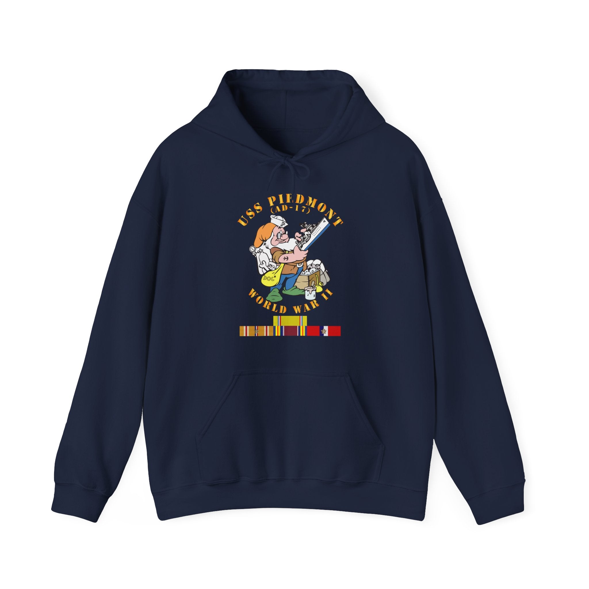 Unisex Heavy Blend™ Hoodies - Navy - USS Piedmont (AD-17) w PAC SVC WWII