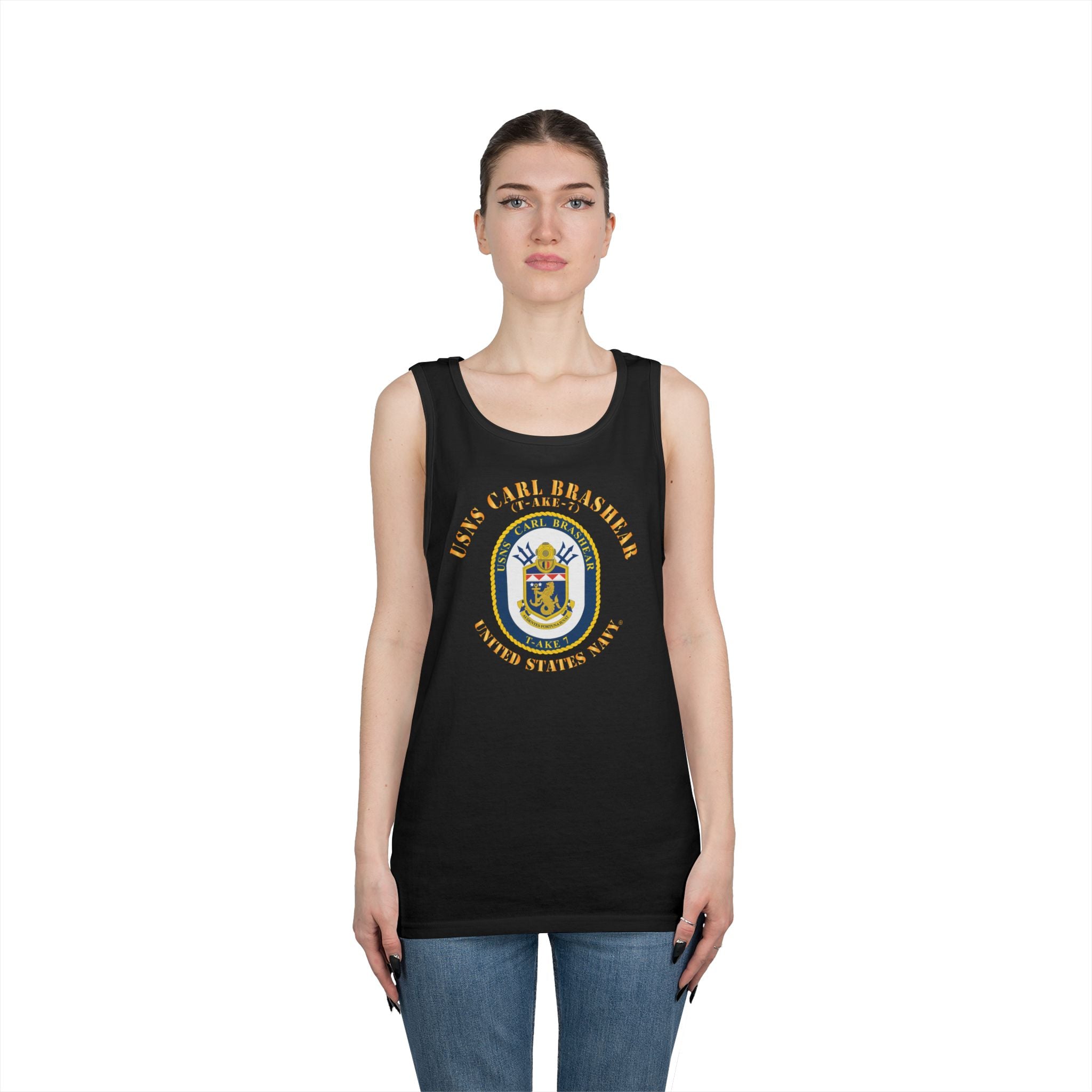 Unisex Heavy Cotton Tank Top - Navy - USNS Carl Brashear (T-AKE 7)