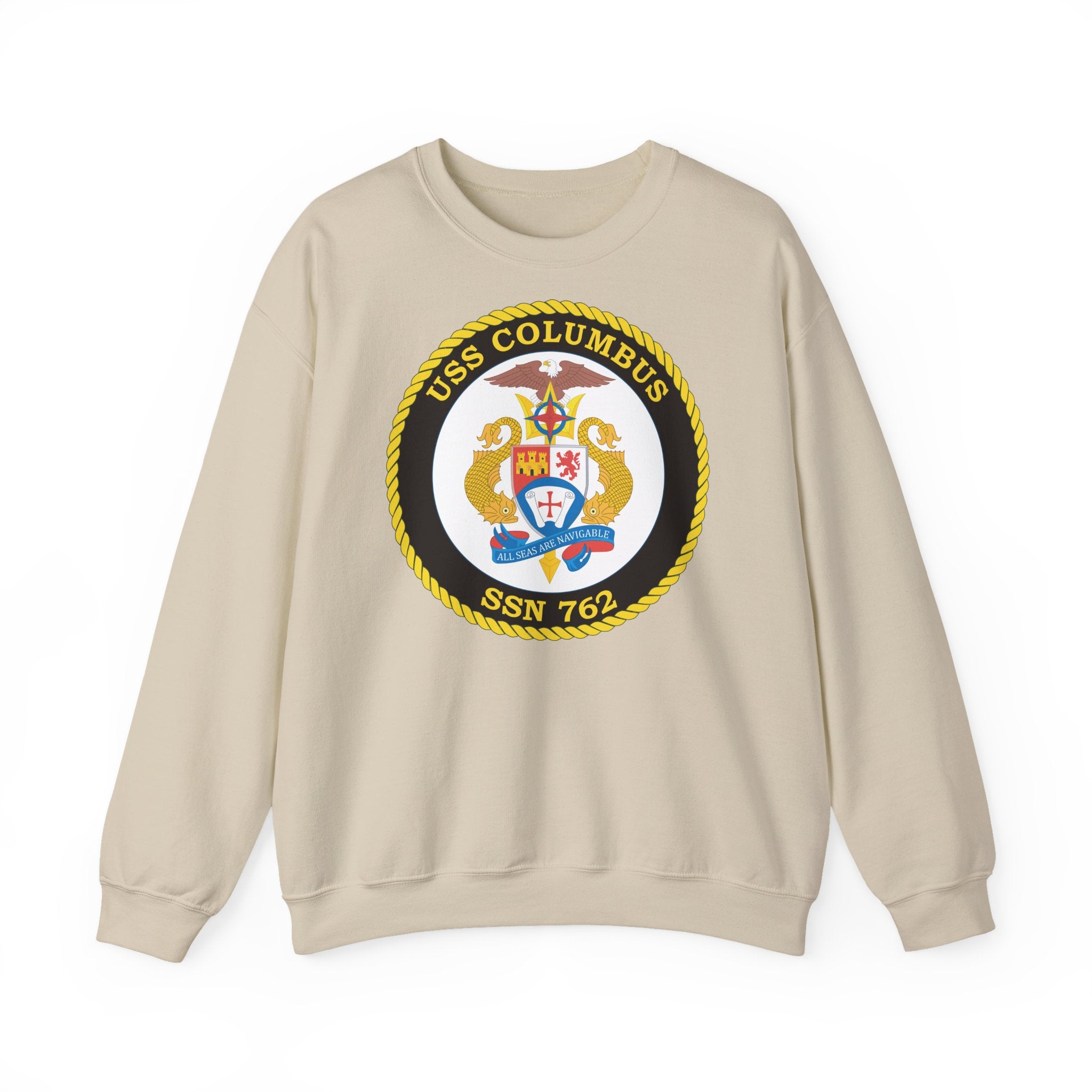 Unisex Heavy Blend™ Crewneck Sweatshirt - Navy - USS Columbus (SSN-762) wo txt
