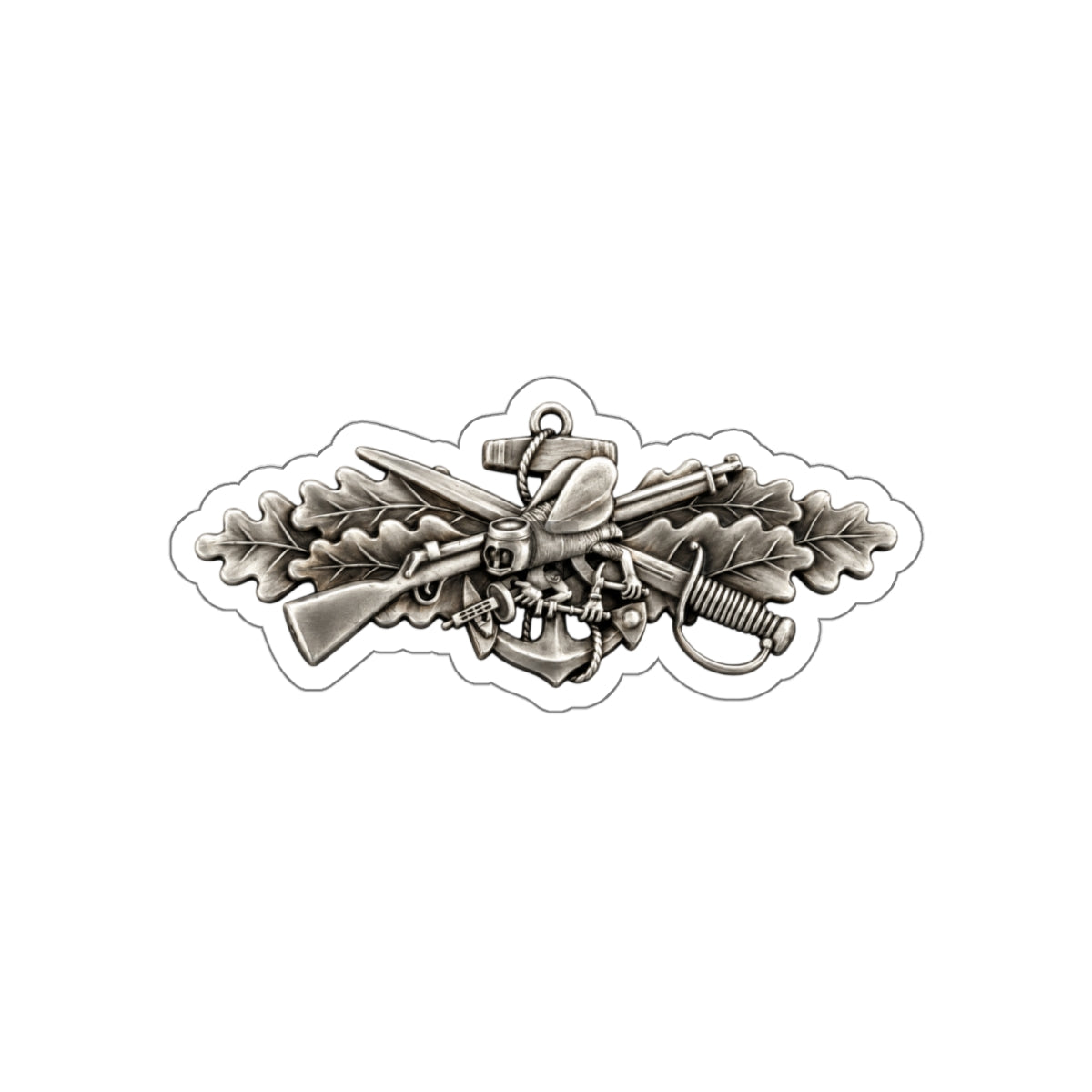 Die-Cut Vinyl Sticker - Navy - Badge - Seabee combat warfare specialist wo txt - Enlisted - 3D - Enhanced