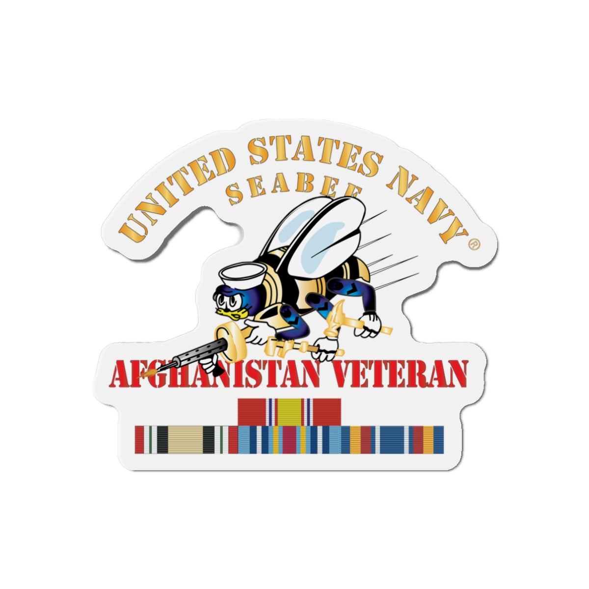 Die-Cut Magnet - Navy - Seabee - Afghanistan Veteran