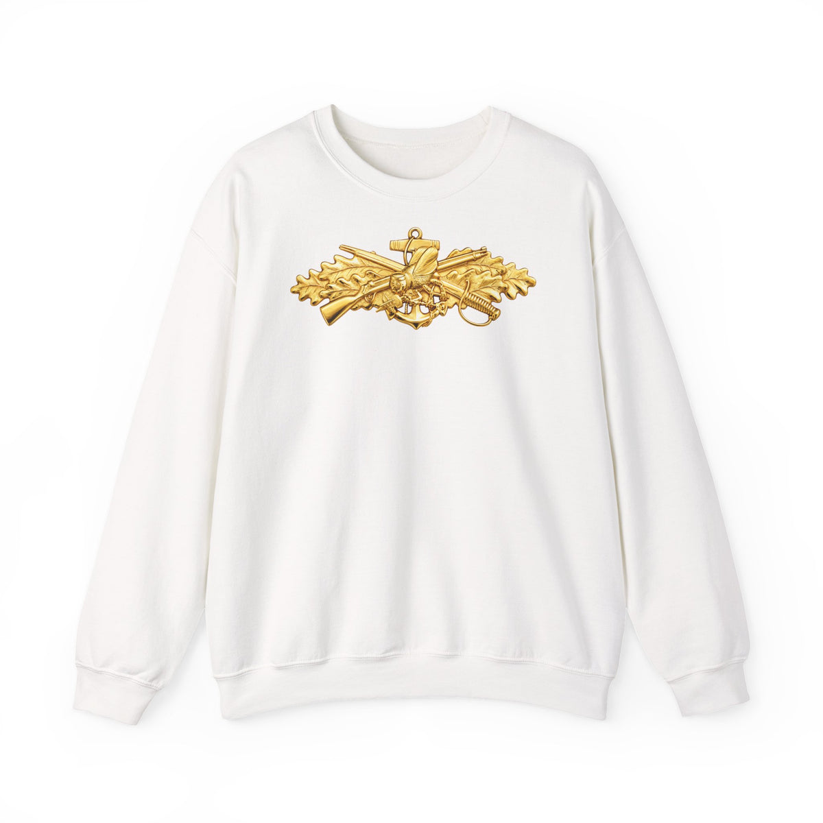 Unisex Heavy Blend™ Crewneck Sweatshirt - Navy - Badge - Seabee combat warfare specialist wo txt - Officer - 3D - Enhanced