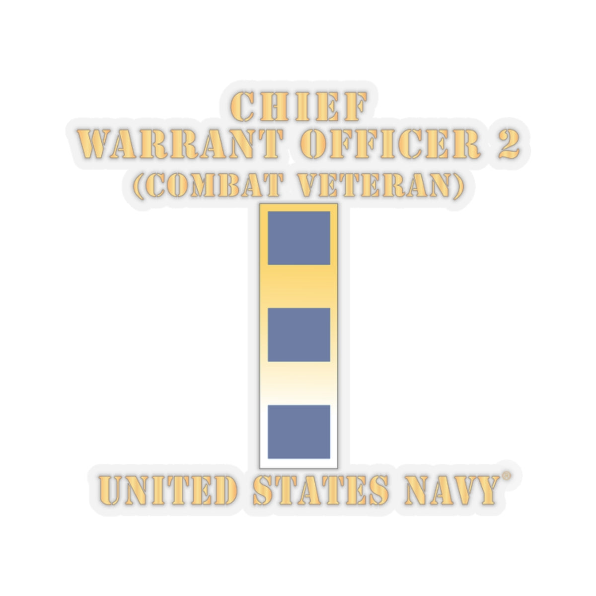 Kiss-Cut Stickers - Navy - Chief Warrant Officer 2 - CW02 - Combat Veteran
