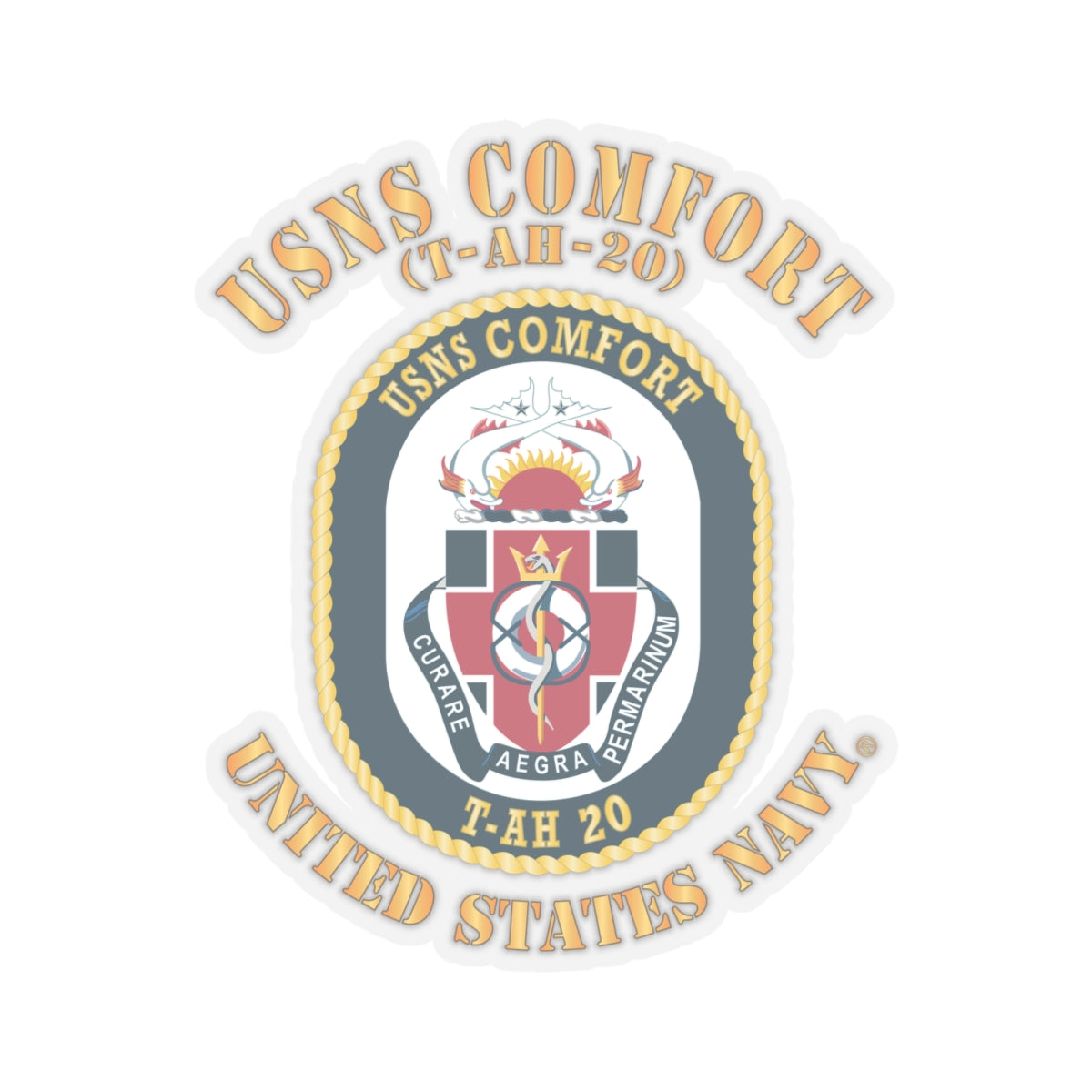 Kiss-Cut Stickers - Navy - USNS Comfort (T-AH-20)