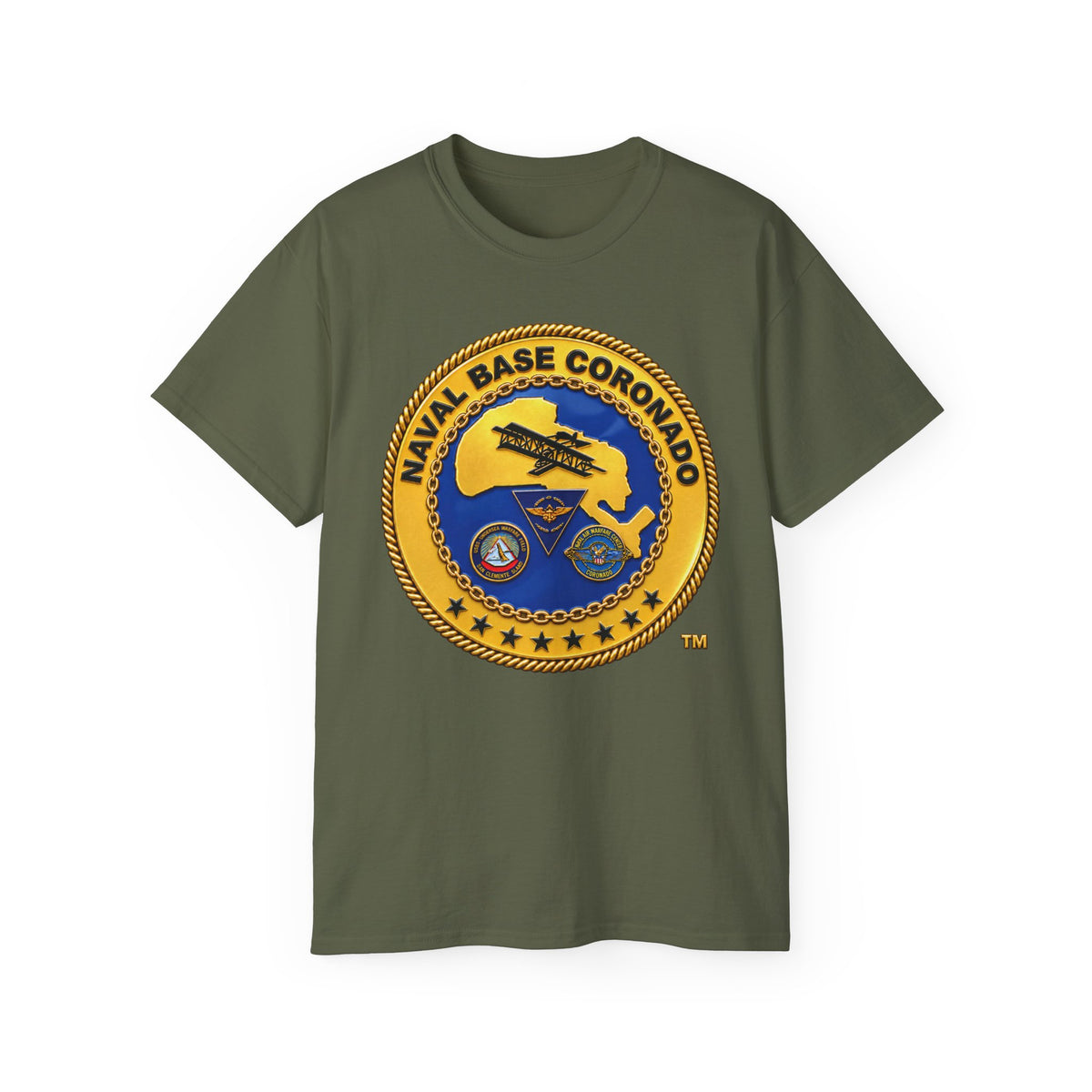Unisex Ultra Cotton T-Shirt - Navy - Naval Base Coronado - Crest - 3D - Enhanced