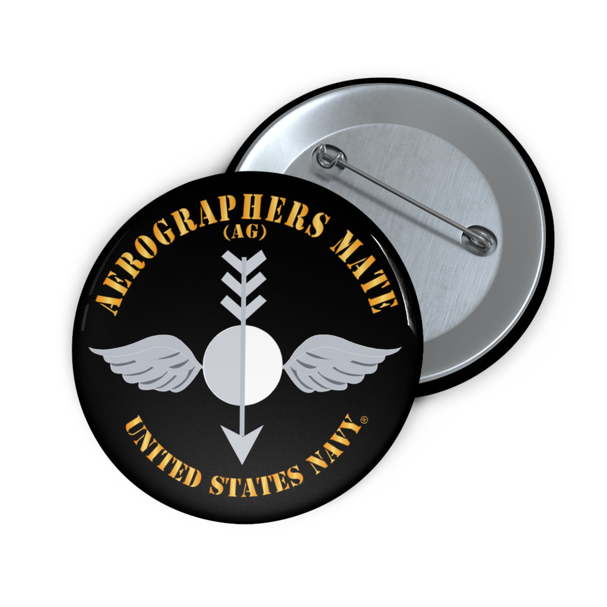 Custom Pin Button - Navy - Aerographers Mate (AG) X 300