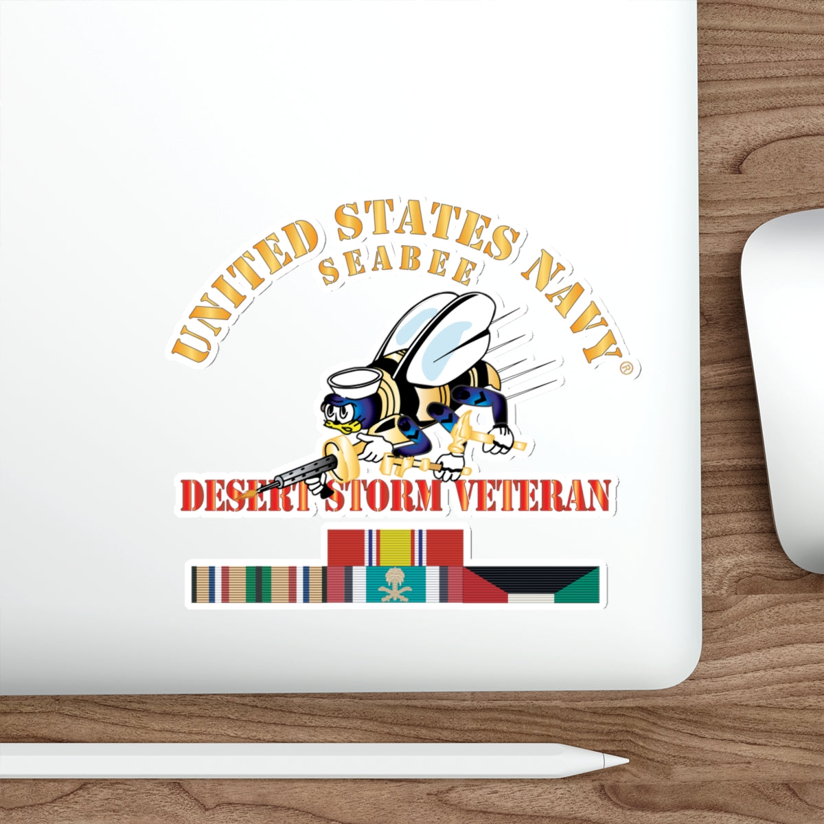 Die-Cut Vinyl Sticker - Navy - Seabee - Desert Storm Veteran