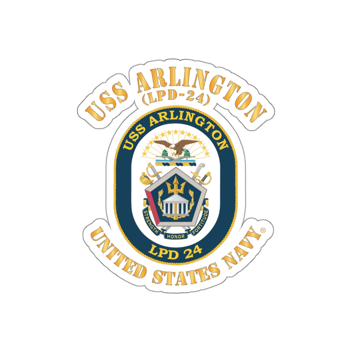 Die-Cut Vinyl Sticker - Navy - USS Arlington (LPD-24)
