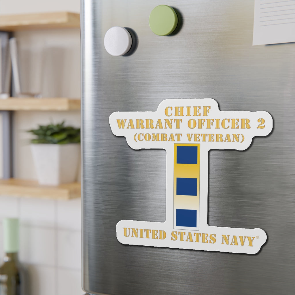 Die-Cut Magnet - Navy - Chief Warrant Officer 2 - CW02 - Combat Veteran