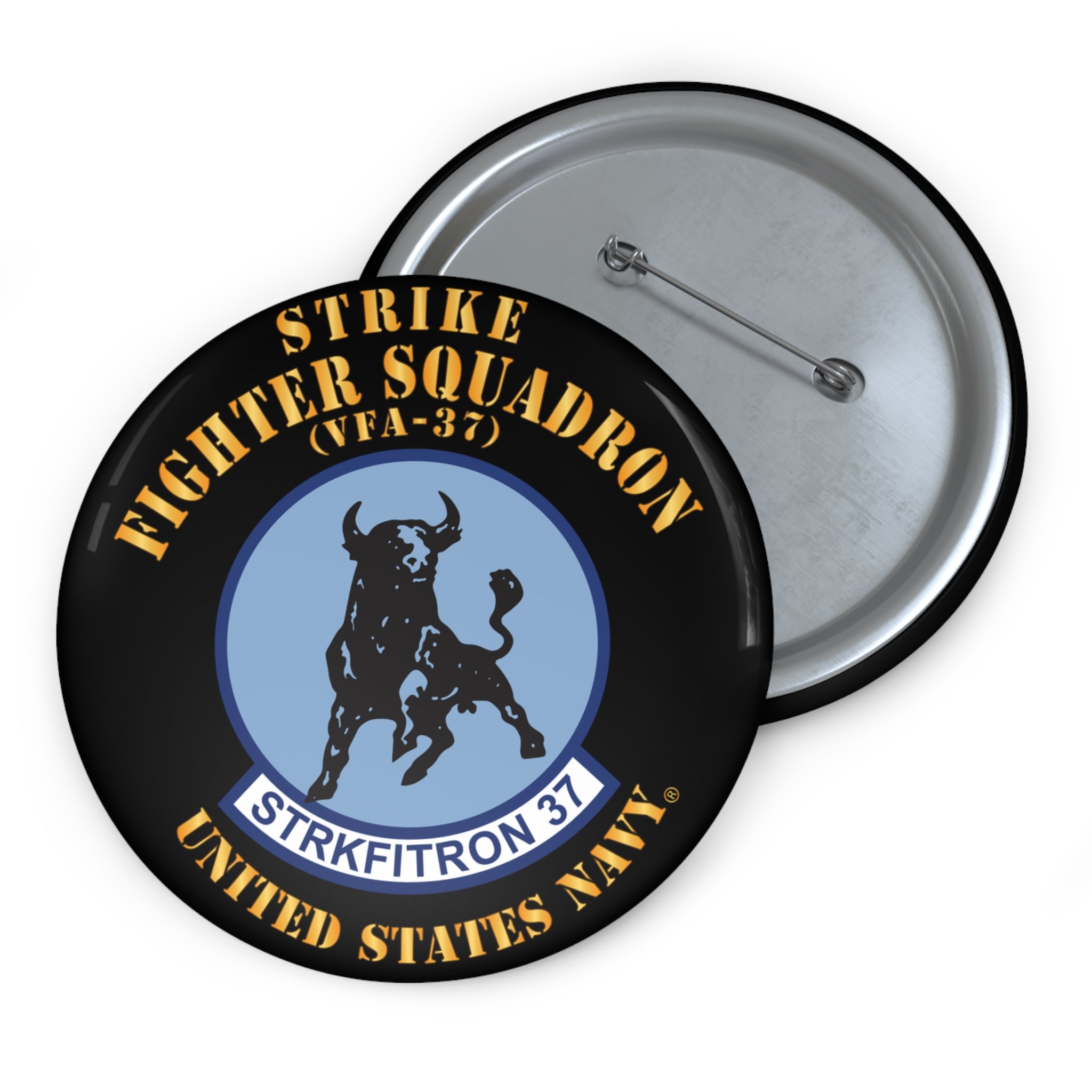Custom Pin Button - Navy - Strike Fighter Squadron 37 (VFA-37)