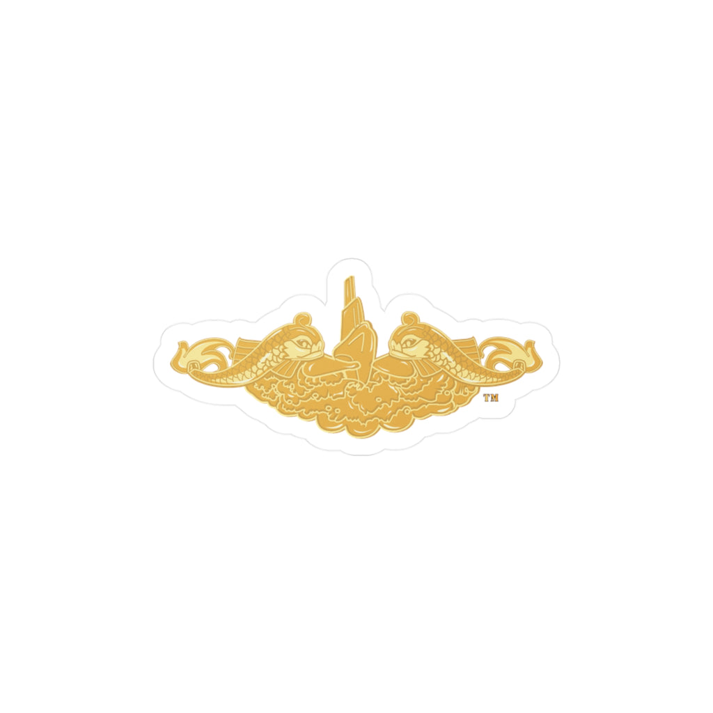 Kiss-Cut Vinyl Decal - Navy - Submarine Badge - Gold wo Txt