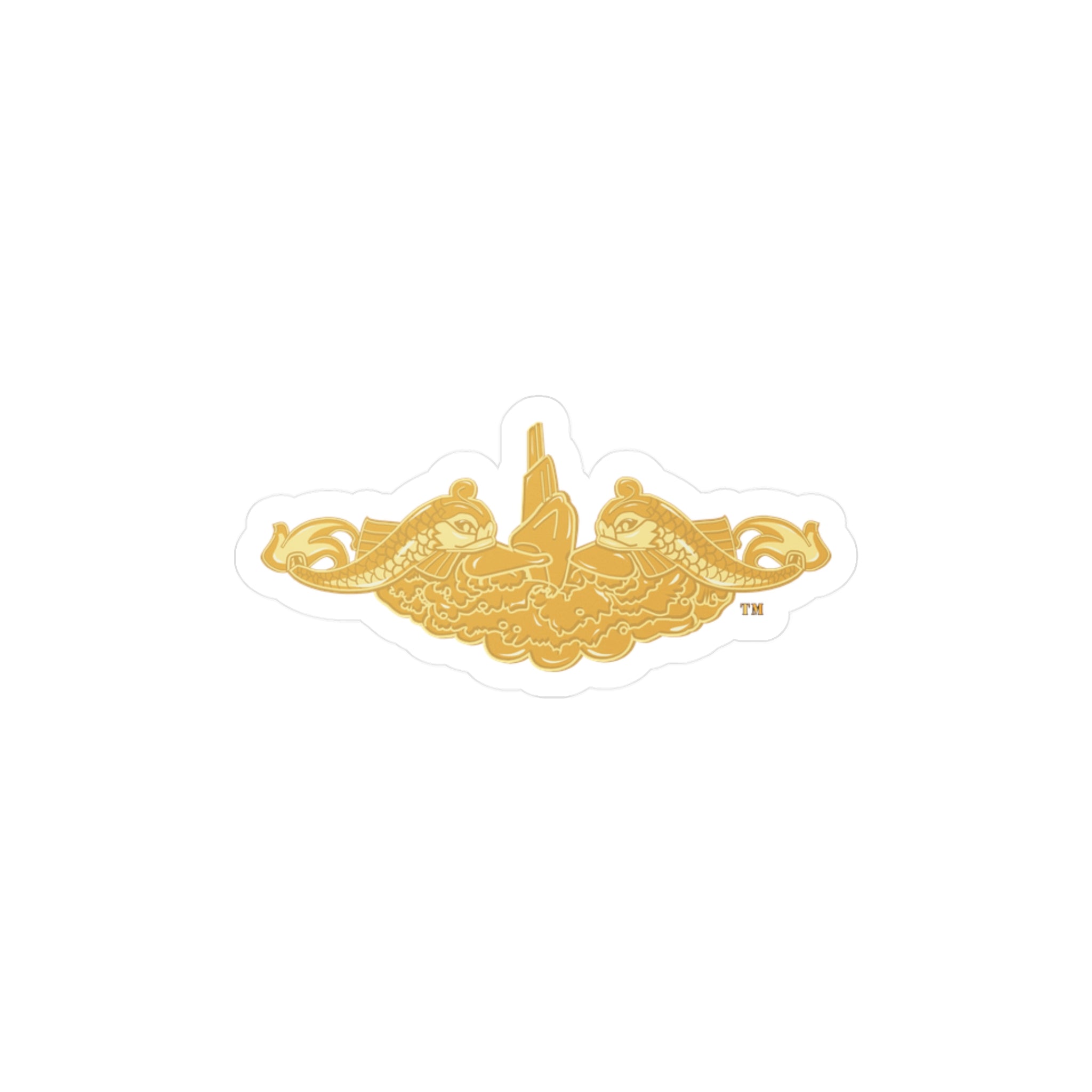 Kiss-Cut Vinyl Decal - Navy - Submarine Badge - Gold wo Txt