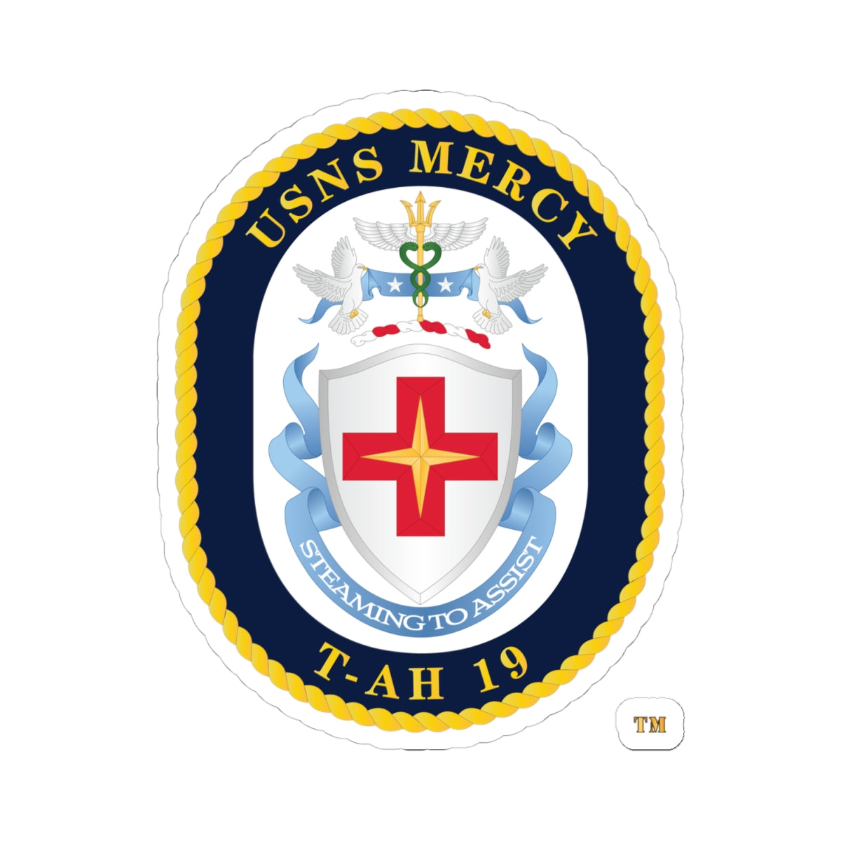 Kiss-Cut Stickers - Navy - USNS Mercy (T-AH-19) - Crest wo Txt