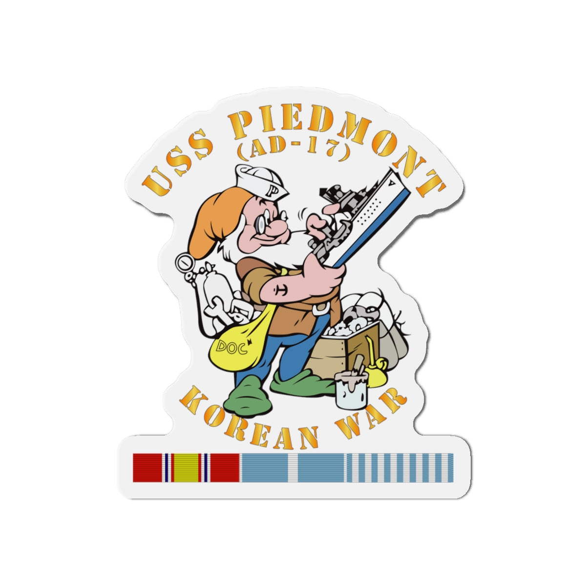 Die-Cut Magnet - Navy - USS Piedmont (AD-17) w KOREA SVC - Korean War