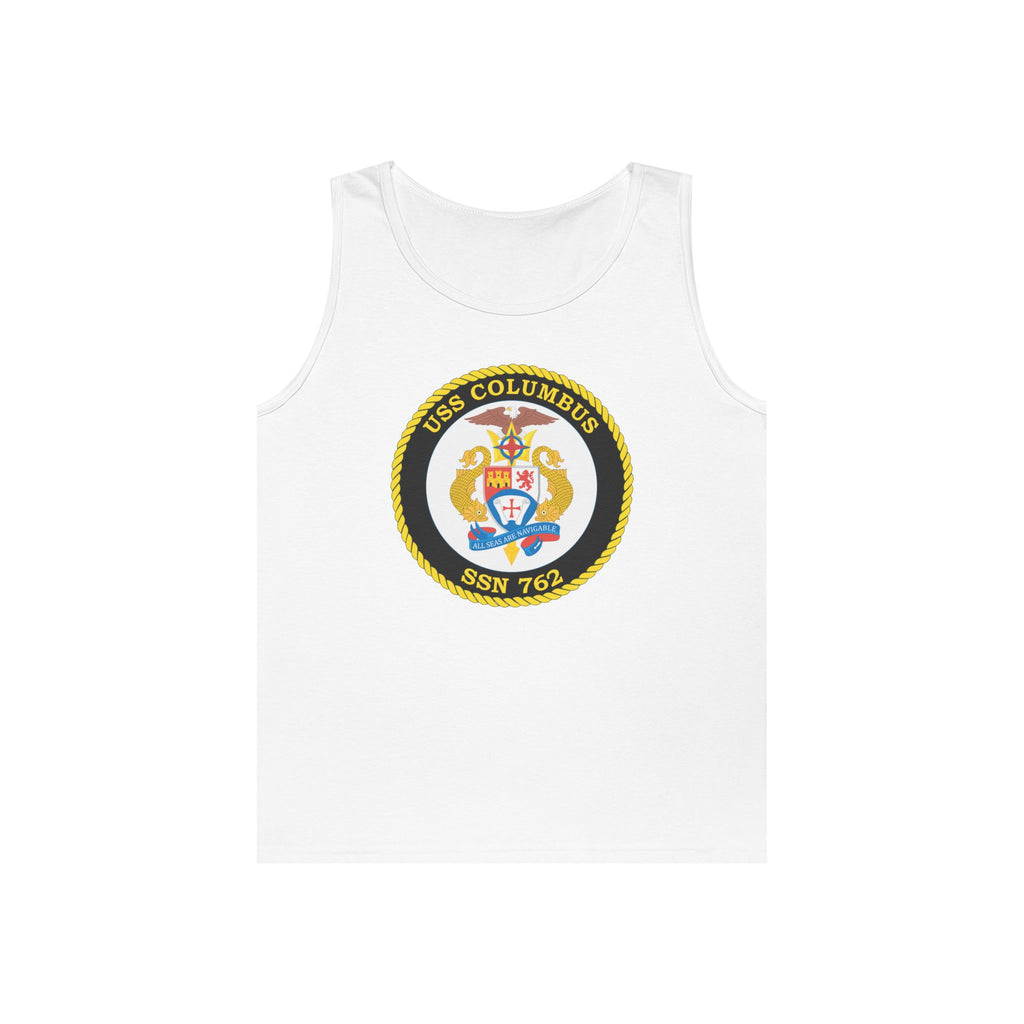 Unisex Heavy Cotton Tank Top - Navy - USS Columbus (SSN-762) wo txt