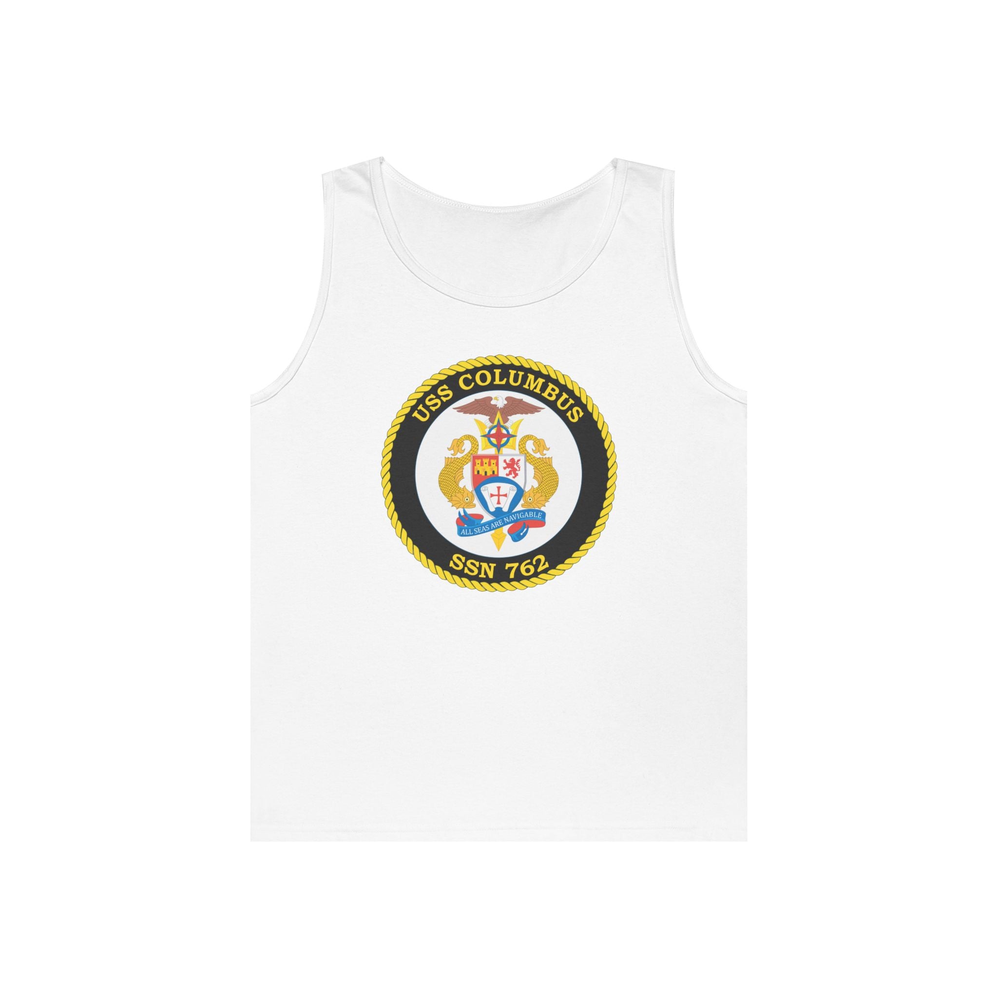 Unisex Heavy Cotton Tank Top - Navy - USS Columbus (SSN-762) wo txt
