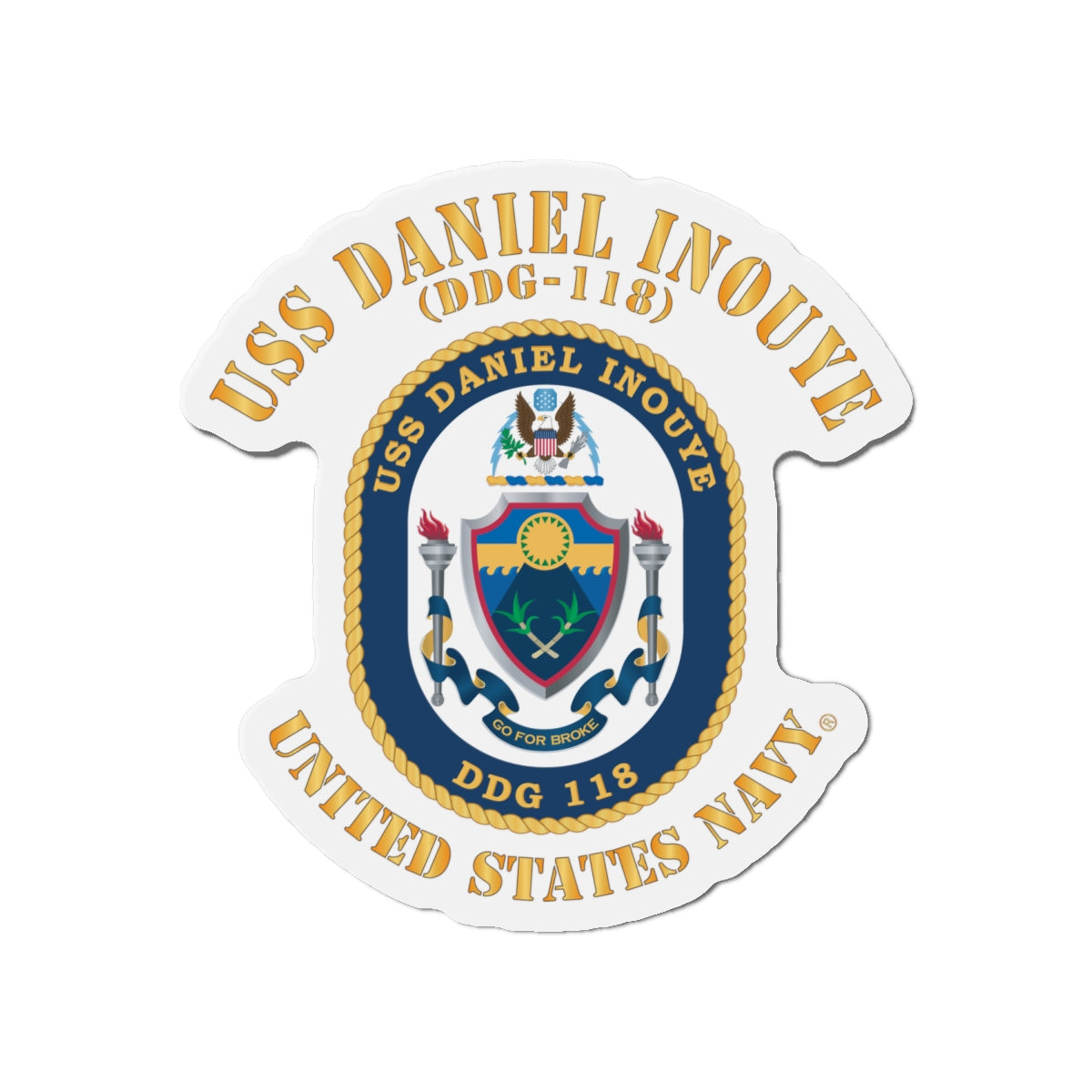Die-Cut Magnet - Navy - USS Daniel Inouye (DDG-118)