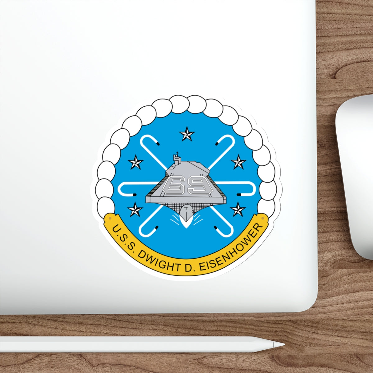 Die-Cut Vinyl Sticker - USS Dwight D. Eisenhower (CVN-69) Crest wo Txt
