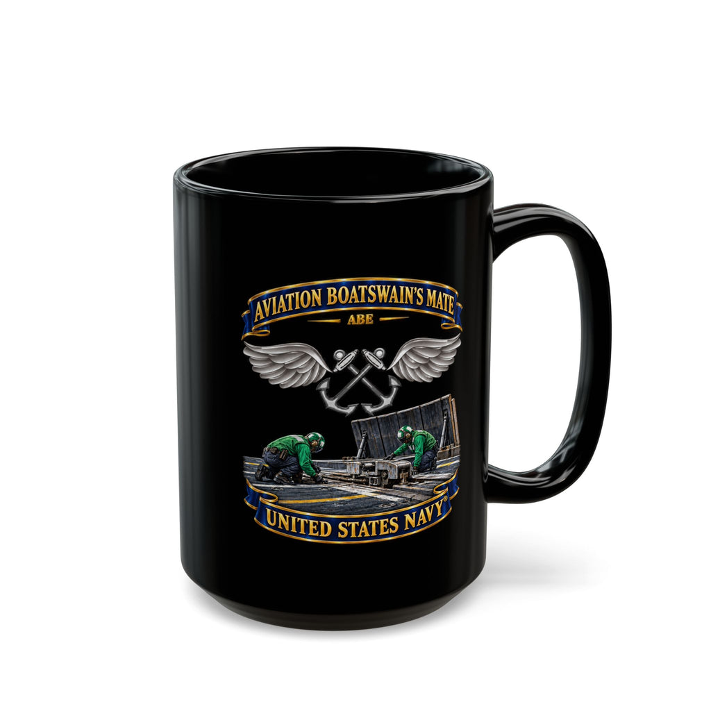 Black Mug (11oz, 15oz) - Navy - Rate - Aviation Boatswain's Mate (ABE) - with Scene - 3D - Enhanced