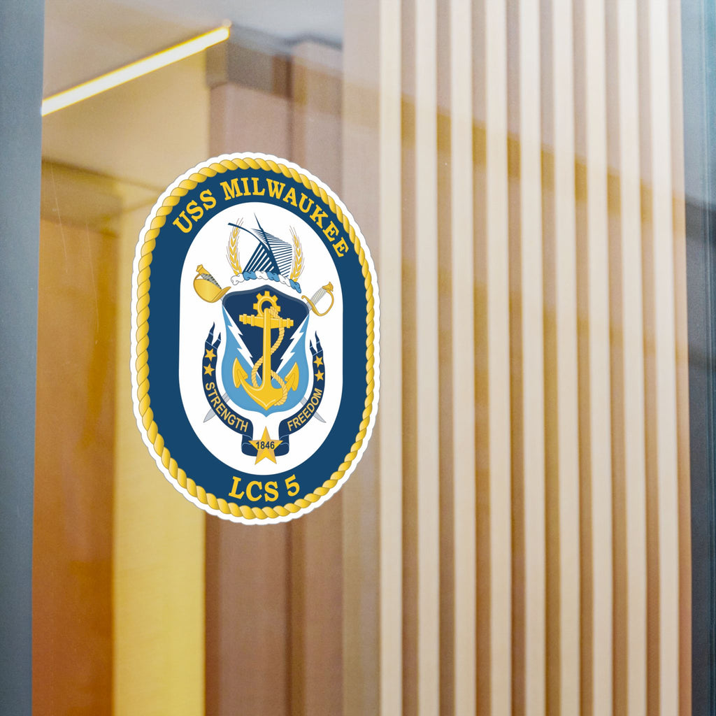Kiss-Cut Vinyl Decal - Navy - USS Milwaukee (LCS-5) wo Txt X 300