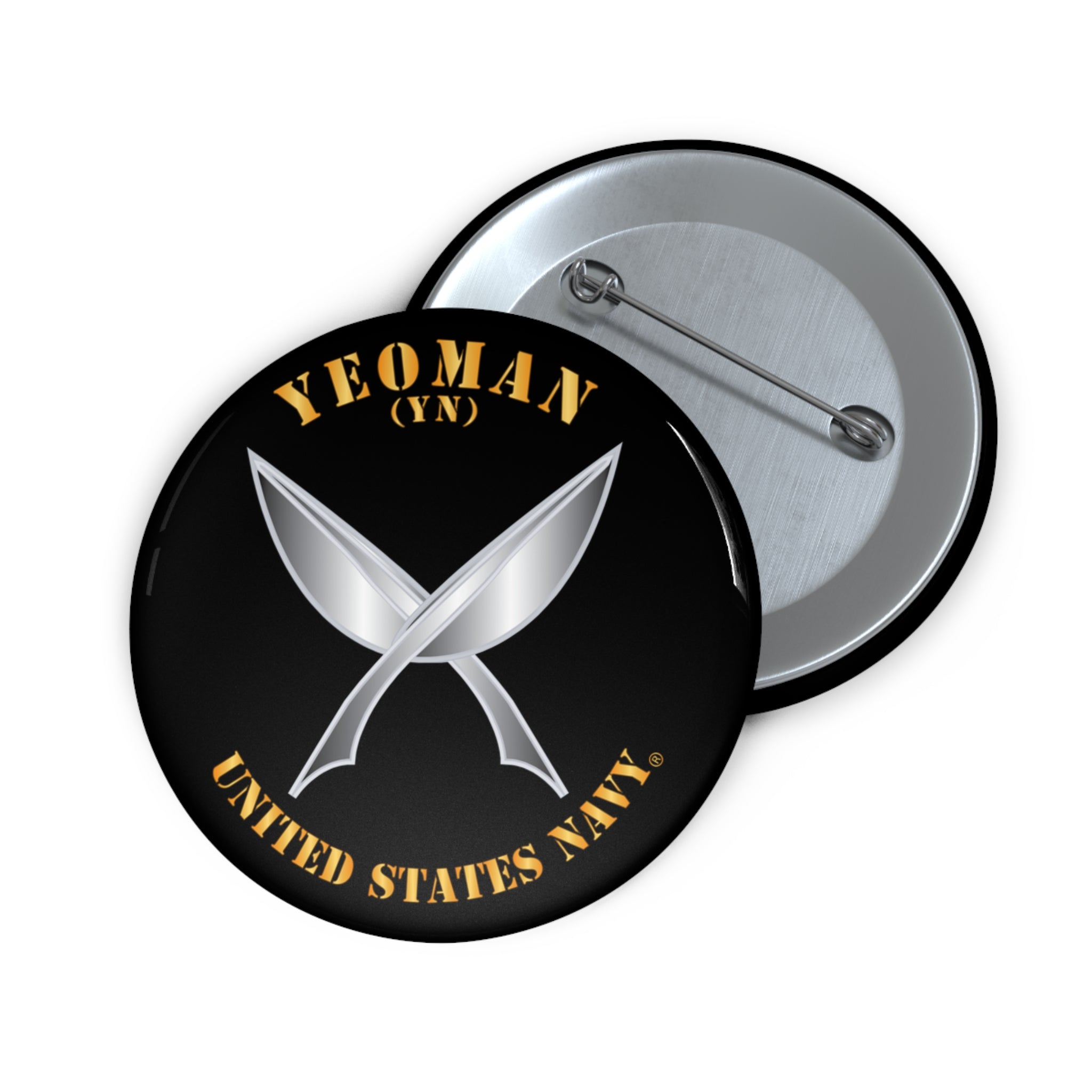 Custom Pin Button - Navy - Rate - Yeoman (YN)