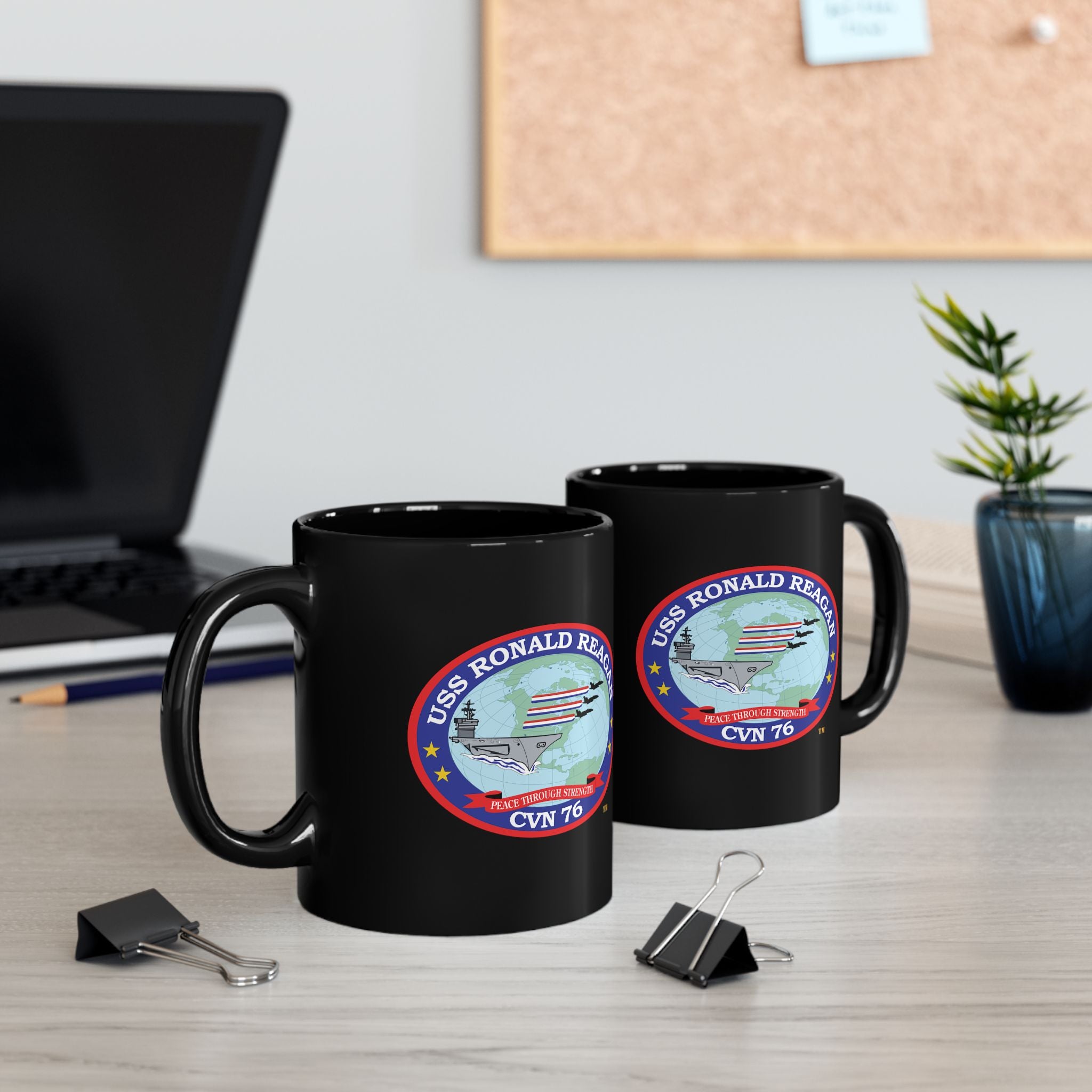 Black Mug (11oz, 15oz) - Navy - USS Ronald Reagan (CVN-76) wo txt X 300