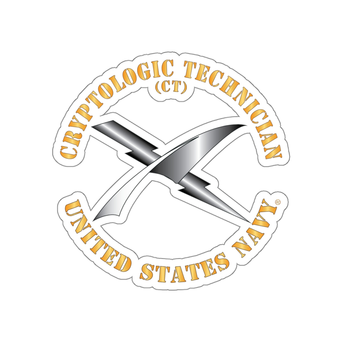 Die-Cut Vinyl Sticker - Navy - Rate - Cryptologic Technician (CT)