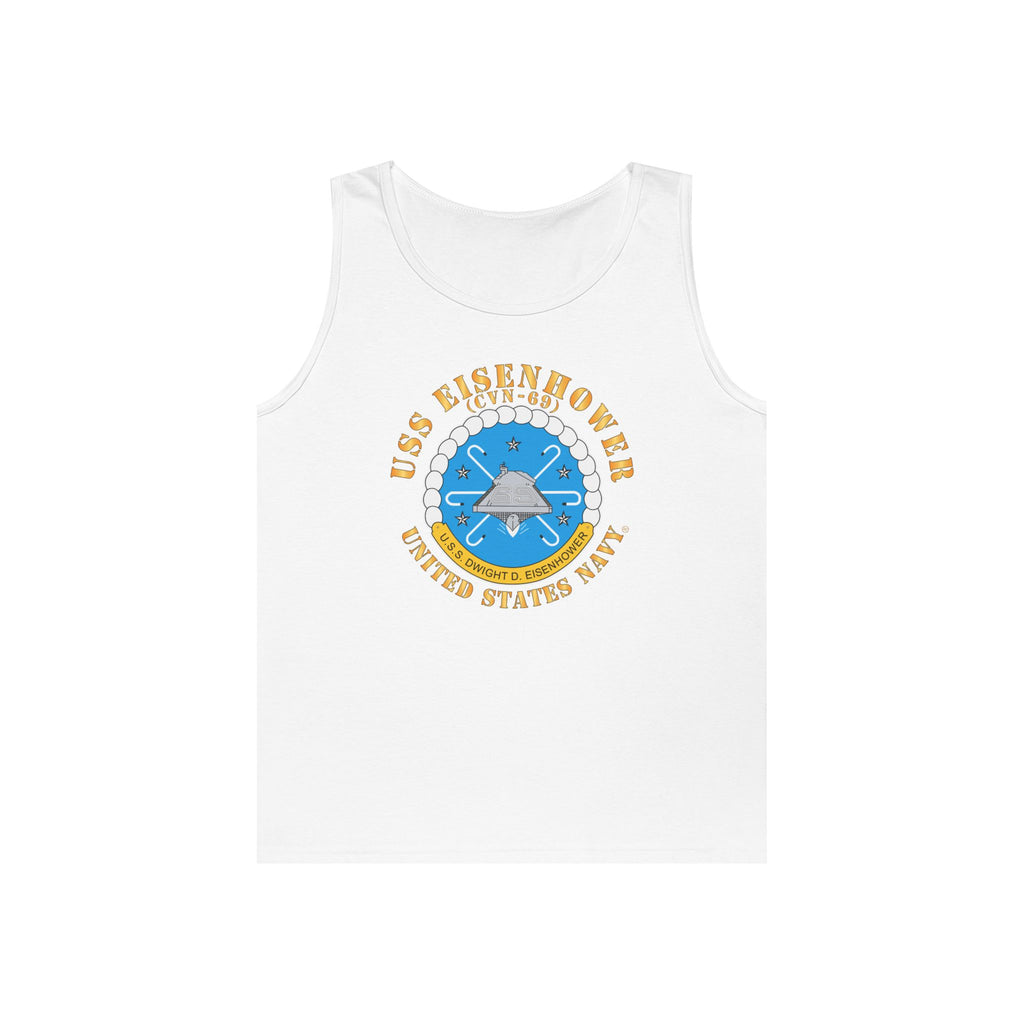 Unisex Heavy Cotton Tank Top - USS Dwight D. Eisenhower (CVN-69) Crest with Txt