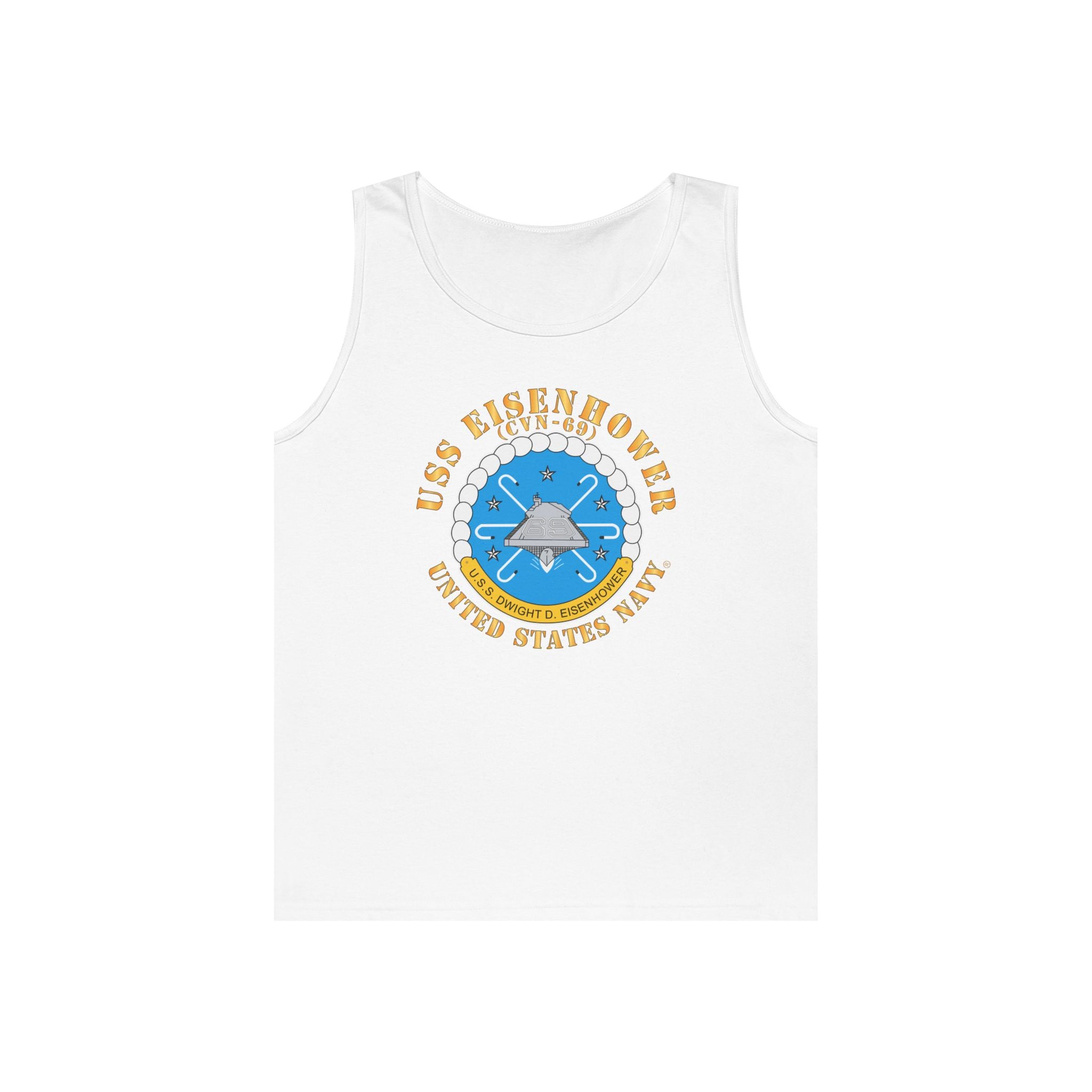 Unisex Heavy Cotton Tank Top - USS Dwight D. Eisenhower (CVN-69) Crest with Txt