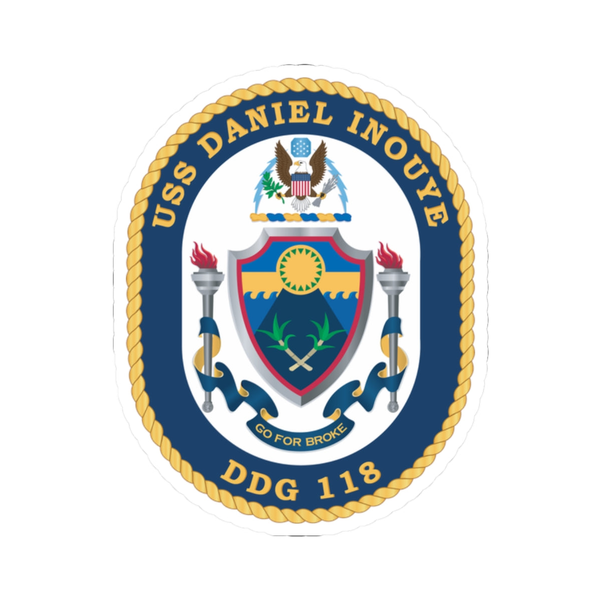 Kiss-Cut Stickers - Navy - USS Daniel Inouye (DDG-118) wo txt