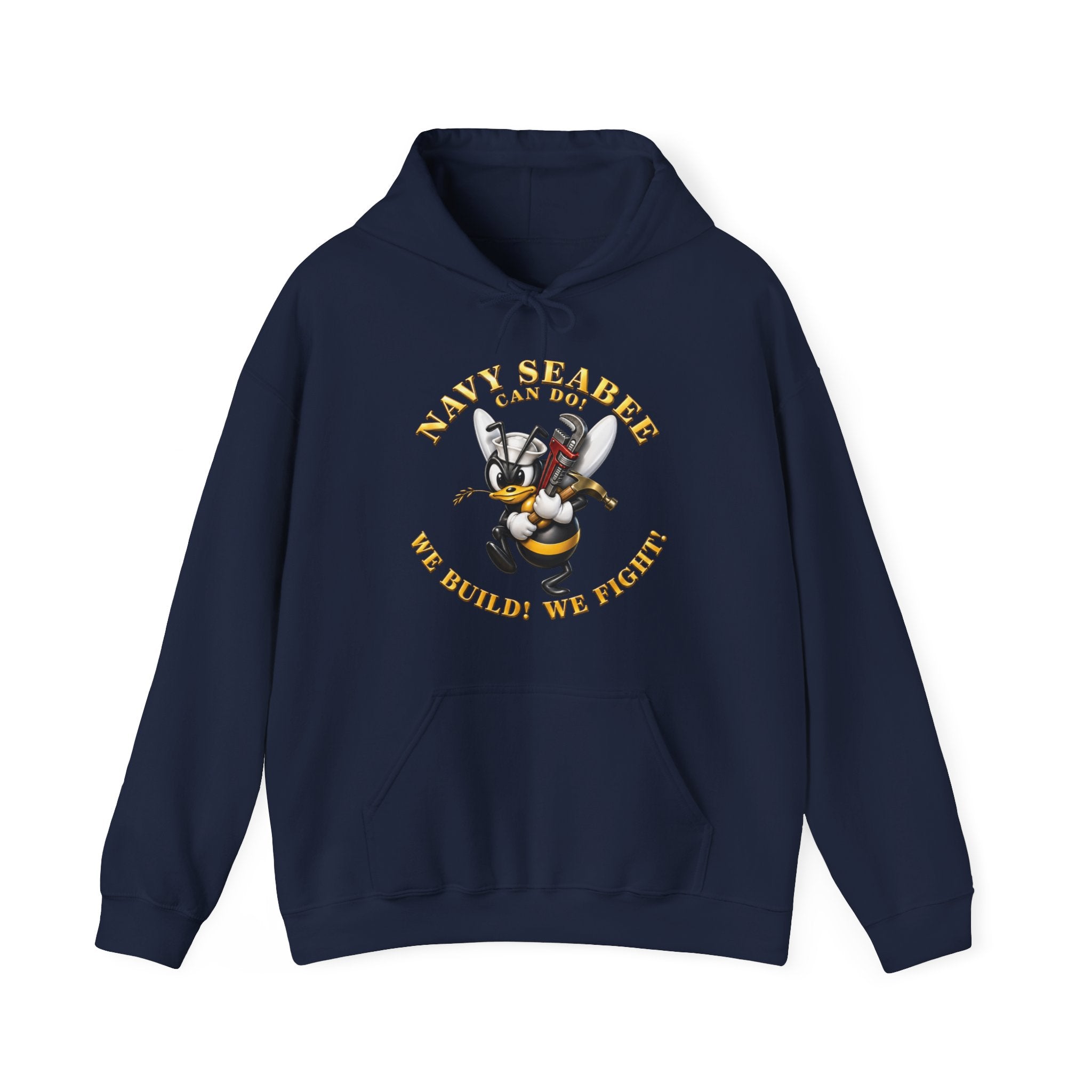 Unisex Heavy Blend™ Hoodies - Navy - Navy SeaBee - w Wrench and Hammer - 3D - Enhanced X 300