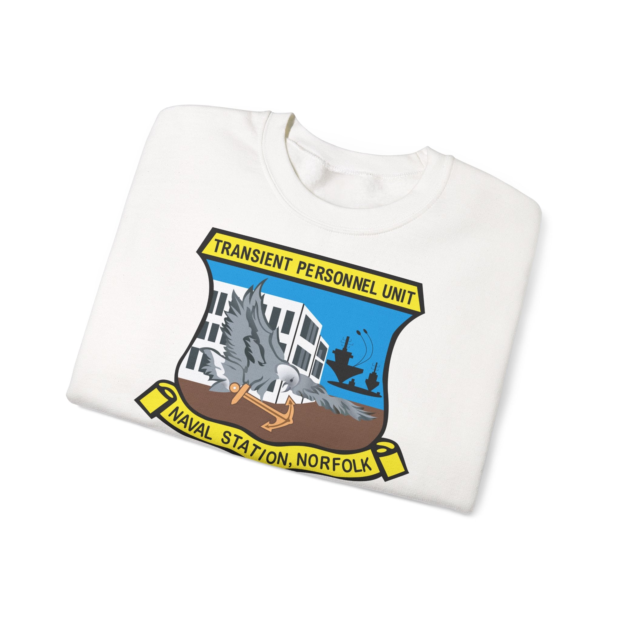Unisex Heavy Blend™ Crewneck Sweatshirt - Navy - Transient Personnel Unit - Naval Station Norfolk wo Txt