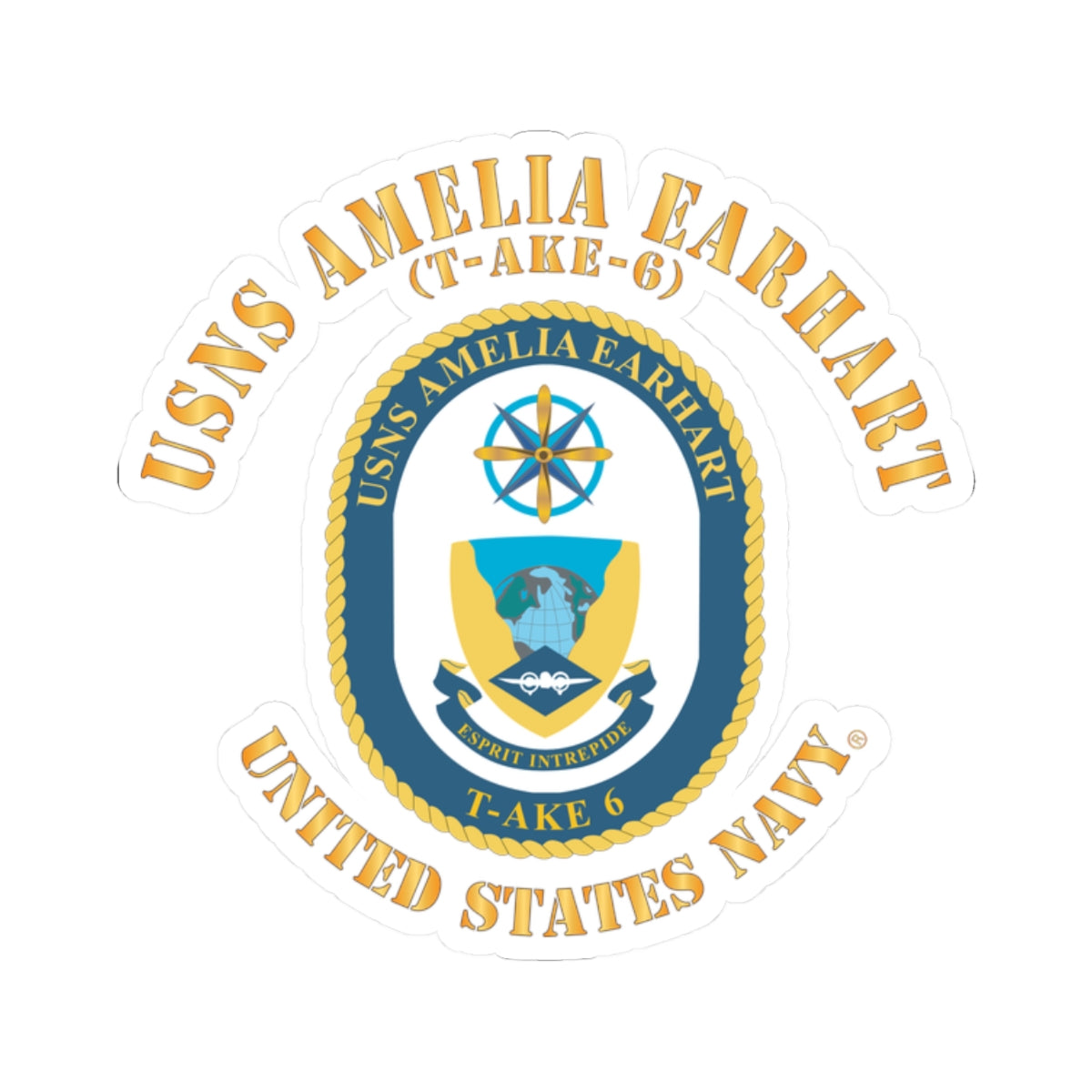 Kiss-Cut Stickers - Navy - USNS Amelia Earhart (T-AKE 6)