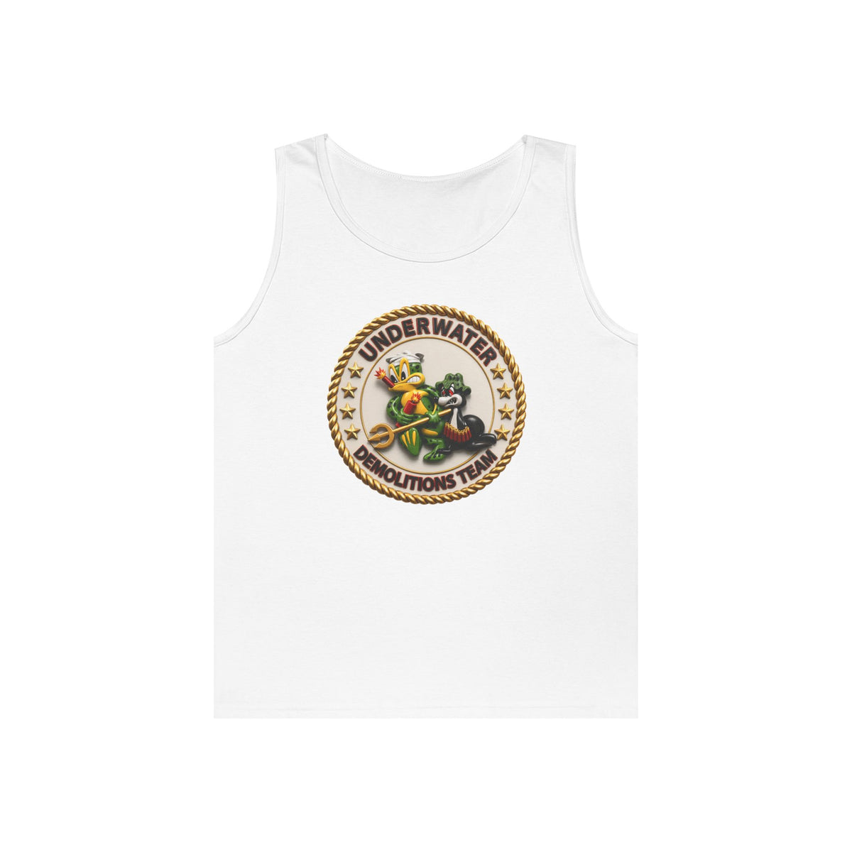Unisex Heavy Cotton Tank Top - Navy - SOF - Underwater Demolitions Team - Sammy - Freddie - 3D - Enhanced