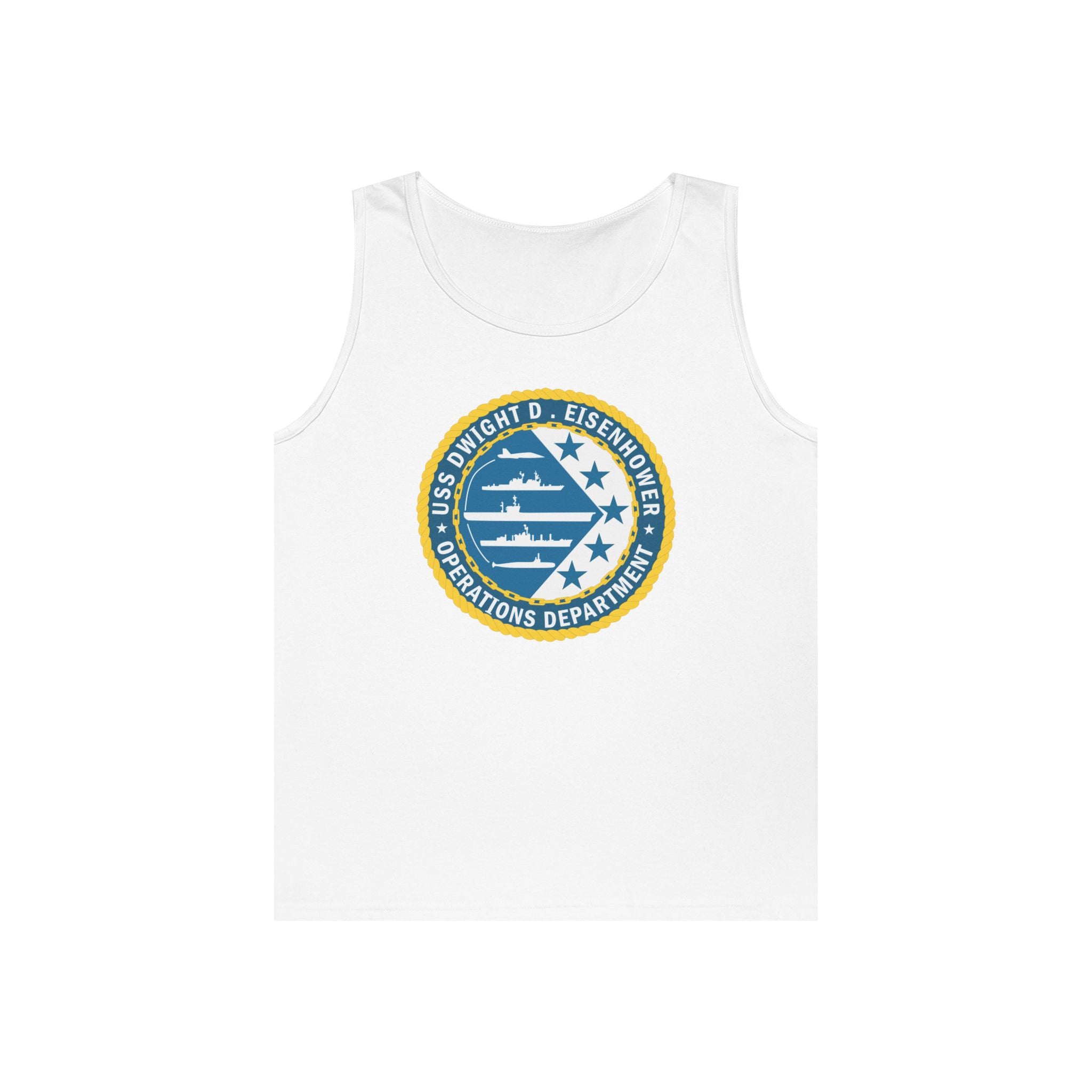 Unisex Heavy Cotton Tank Top - Navy - USS Dwight D. Eisenhower (CVN-69) - Operations Department wo txt