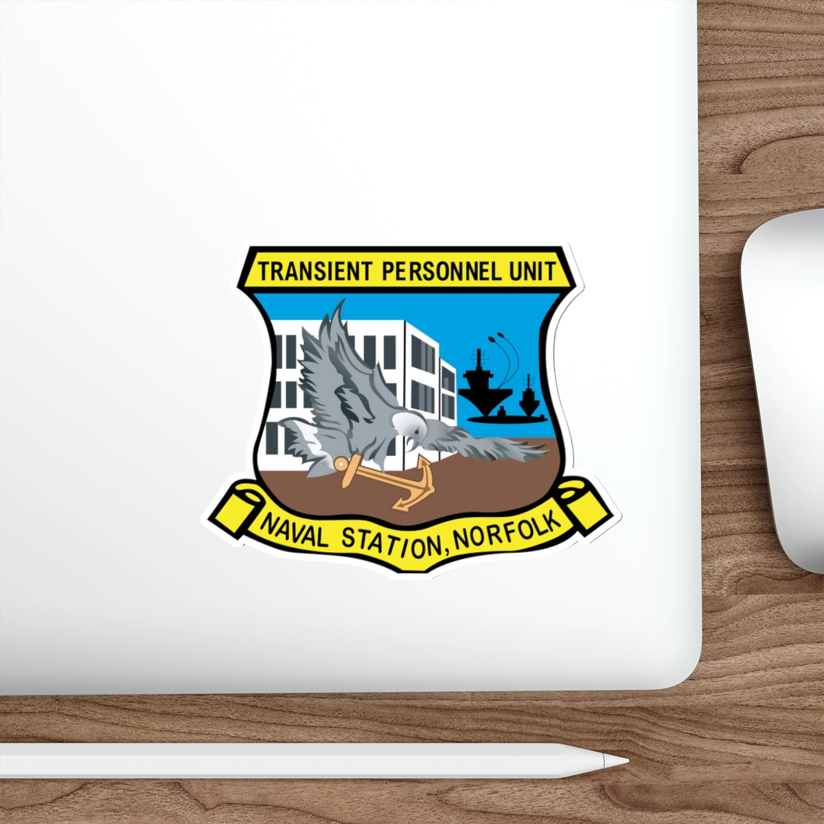Die-Cut Vinyl Sticker - Navy - Transient Personnel Unit - Naval Station Norfolk wo Txt