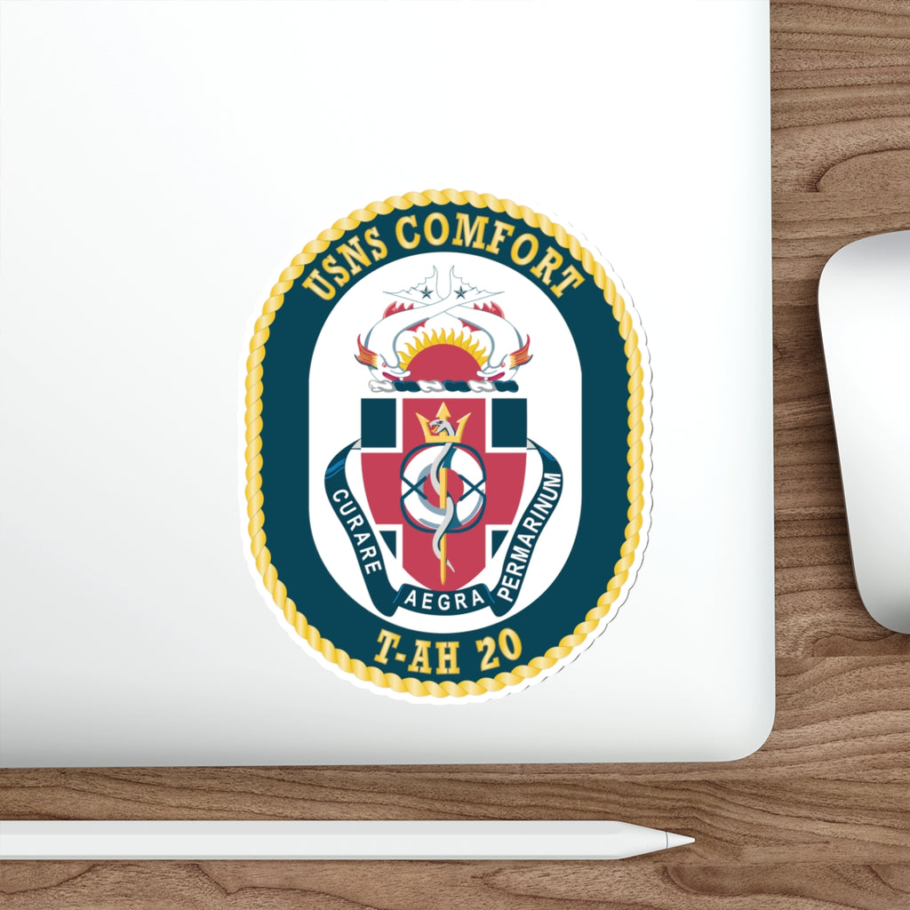 Die-Cut Vinyl Sticker - Navy - USNS Comfort (T-AH 20) wo txt