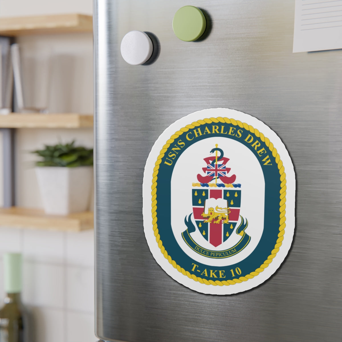 Die-Cut Magnet - Navy - USNS Charles Drew (T-AKE 10) wo txt