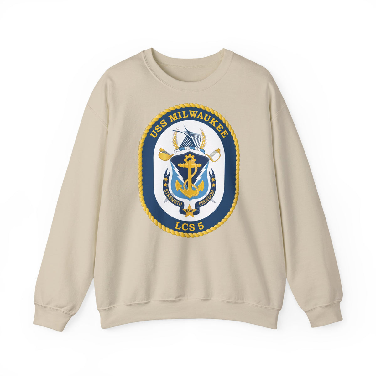 Unisex Heavy Blend™ Crewneck Sweatshirt -  Navy - USS Milwaukee (LCS-5) wo Txt X 300