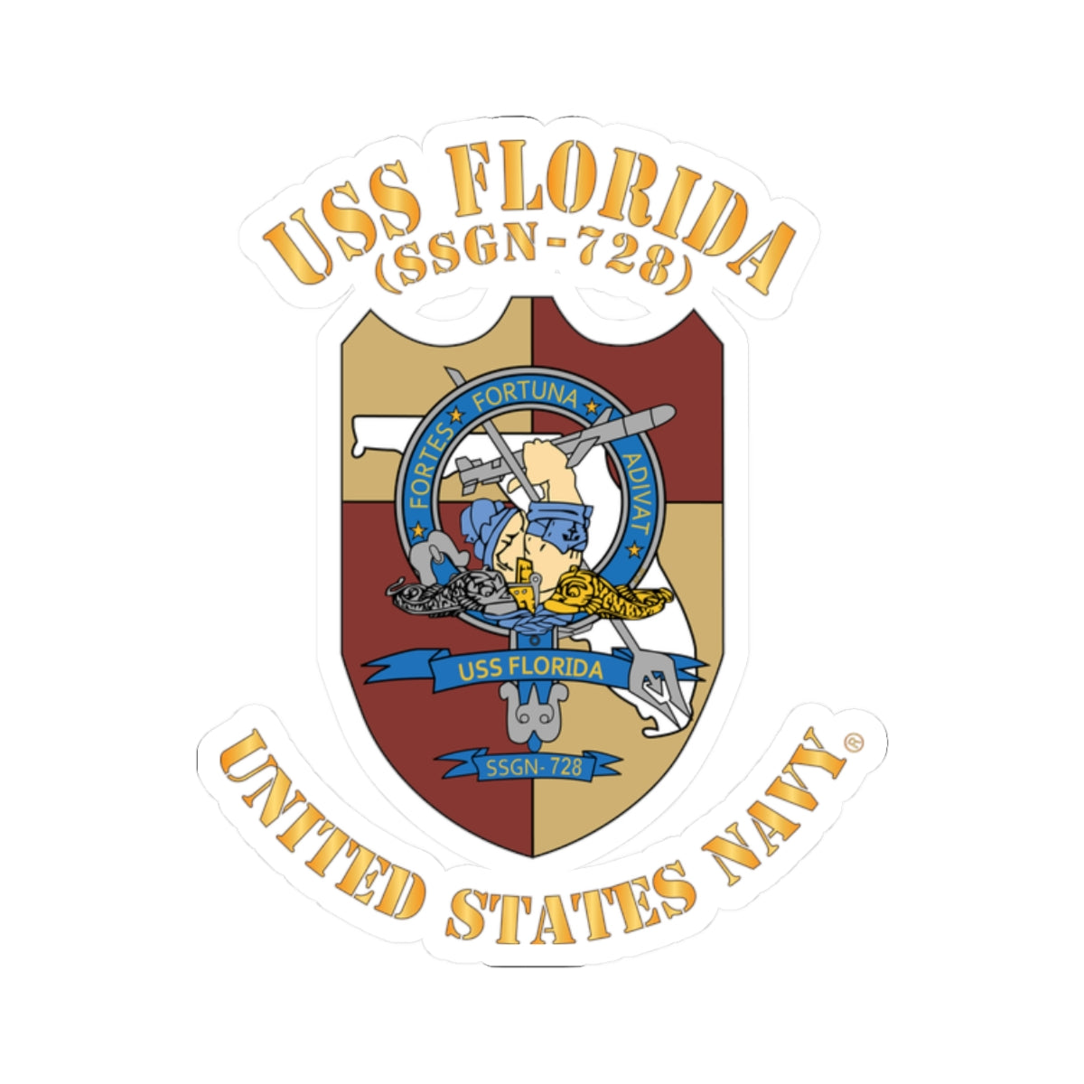 Kiss-Cut Stickers - Navy -  USS Florida (SSGN-728)